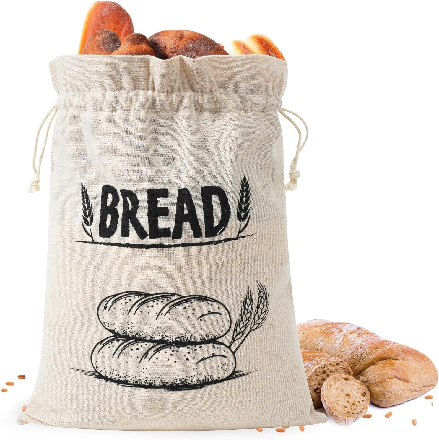 OEM Reusable Linen Bread Bags with Plastic Liner Drawstring Storage for Homemade Sourdough Loaf Toast Sandwich Keeps Fresh Longer Factory