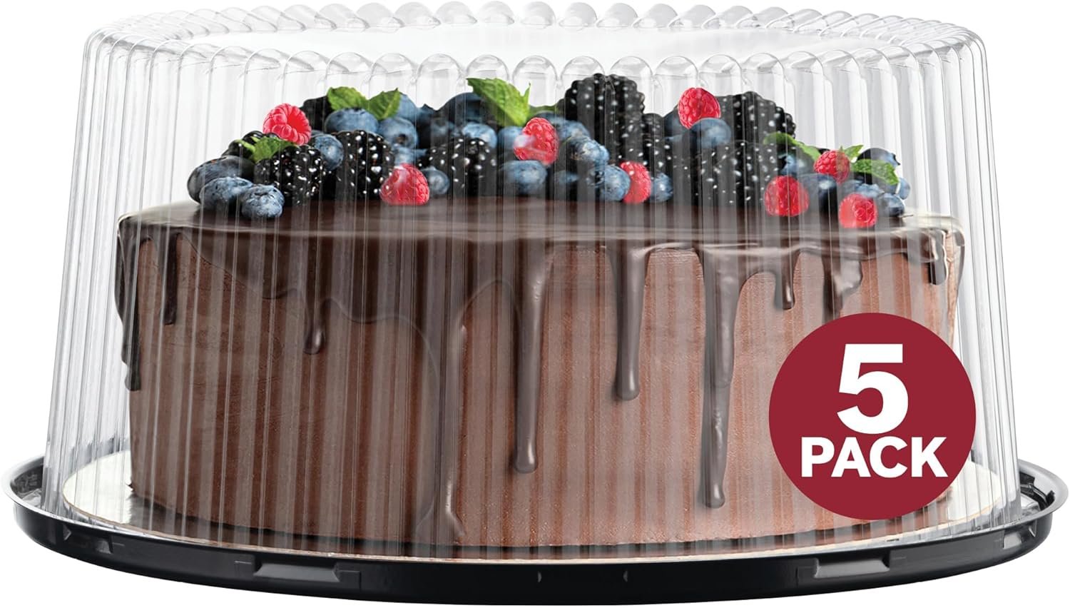 Wholesale 10-11 Inch Plastic Disposable Round Cake Containers with Dome Lids Cake Boards 5 Pack Bundt Carriers Server for 2-3 Layer Transport Display supplier