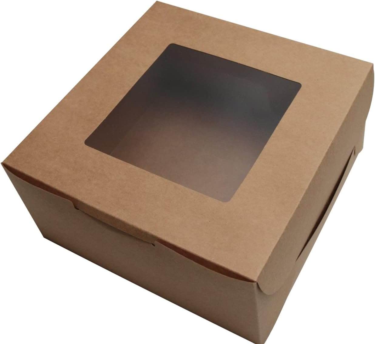 Wholesale 10 Packs 10x10x5 Inch Brown Kraft Cake Boxes with Window Stickers 66 FT Twine for Bakery Dessert Pastry Cupcake Pie Cookies Gift Packing Factory