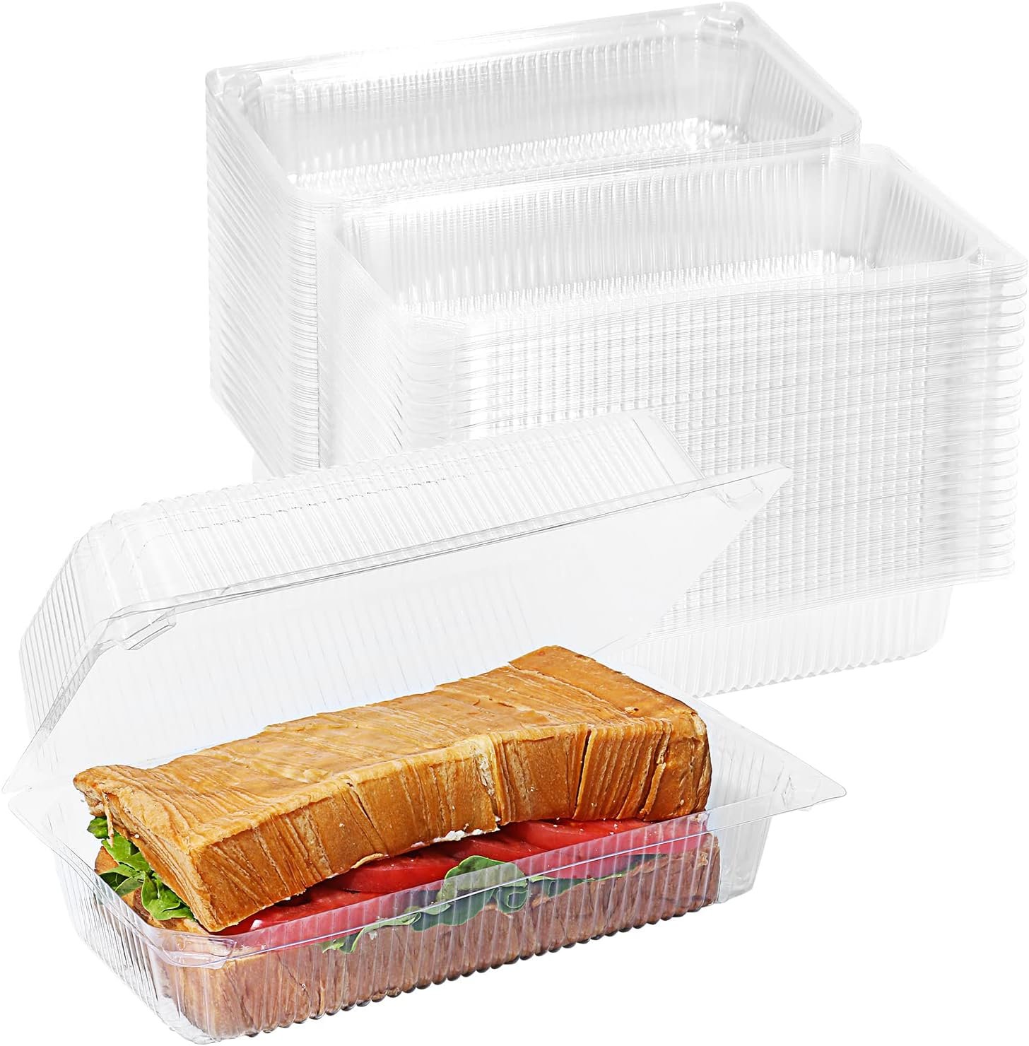 Wholesale 100 Pack Clear Plastic Clamshell Takeout Containers with Lids for Salads Pasta Sandwiches 8.66x5.12x3.15 Inch Size Factory