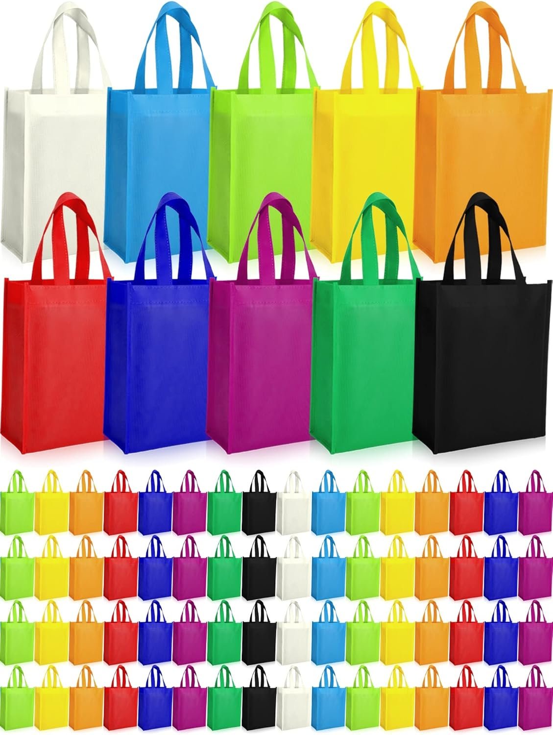 Wholesale 100 Pcs Large Non Woven Reusable Tote Bags Multi Color Foldable Fabric Shopping Grocery Gift Party Favor with Handles 14 x 10 x 4 Inches Factory Wholesale 100 Pcs Large Non Woven Reusable Tote Bags Multi Color Foldable Fabric Shopping Grocery Gift Party Favor with Handles 14 x 10 x 4 Inches Factory