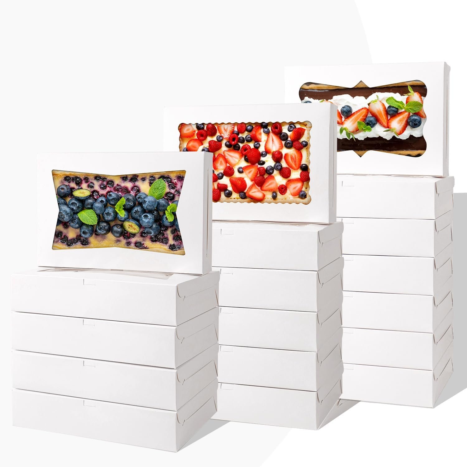 Wholesale 12-Pack 12x8x2.5 Inch Bakery Cookie Boxes with Window 3 Styles for Bread Treats Chocolate Strawberries Desserts Cakes Donuts Muffins Pastries Factory