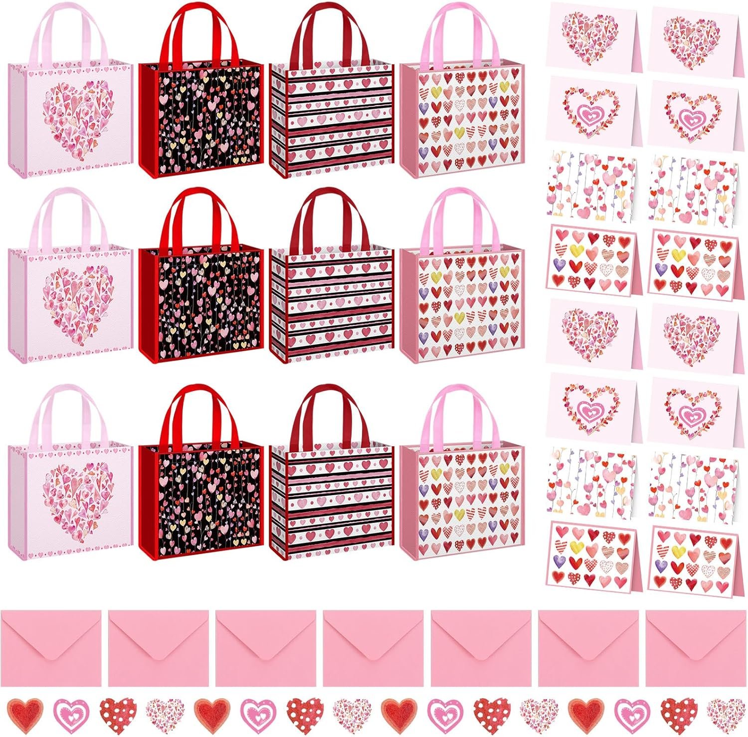 Wholesale 12 Sets/48 Pcs Valentine's Day Gift Bags with Greeting Cards 12 Non Woven Goodie Bags with Handles 12 Love Heart Cards with Envelopes 12 Stickers for Galentine's Party Supplies Factory Wholesale 12 Sets/48 Pcs Valentine's Day Gift Bags with Greeting Cards 12 Non Woven Goodie Bags with Handles 12 Love Heart Cards with Envelopes 12 Stickers for Galentine's Party Supplies Factory