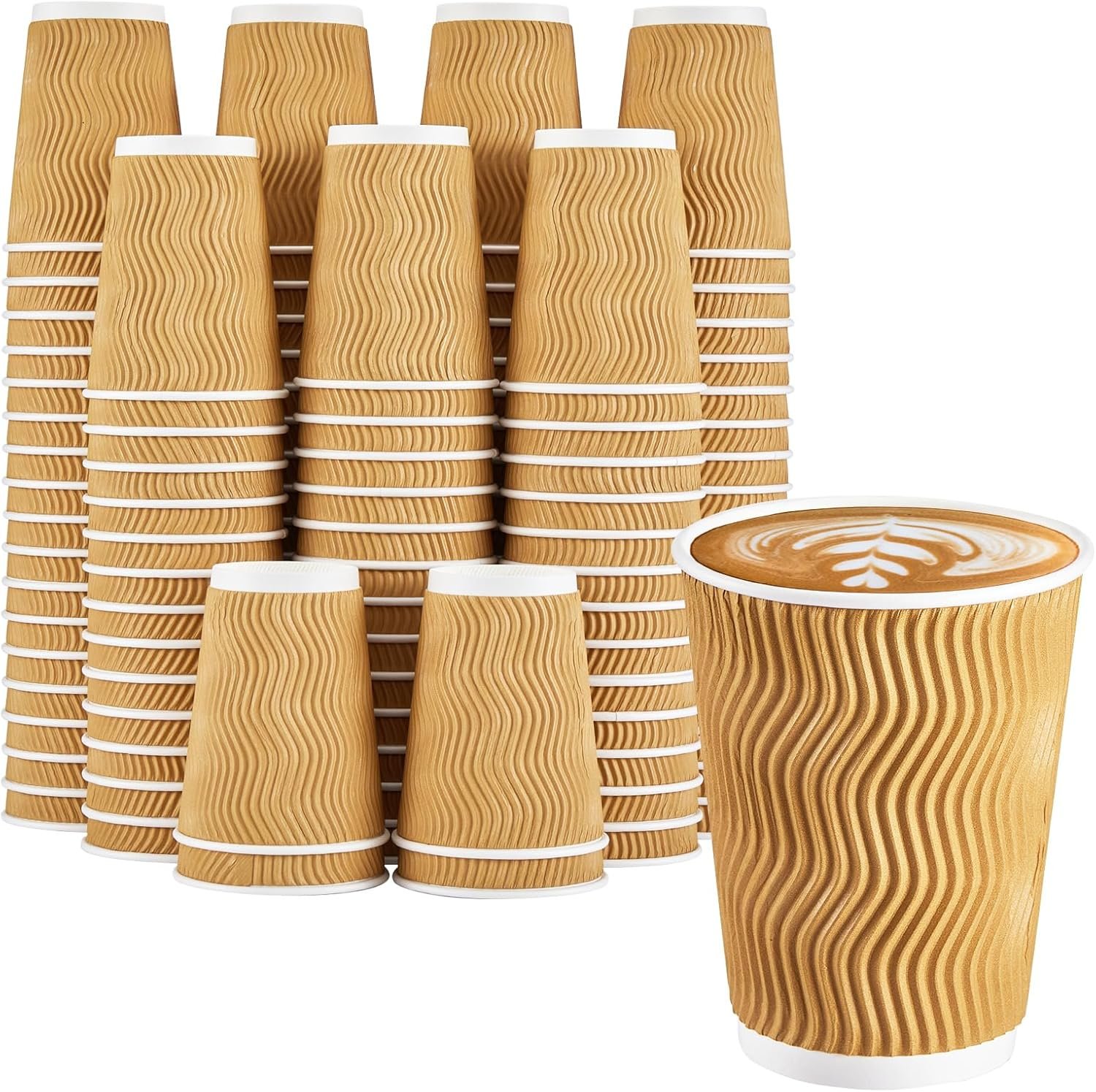 Wholesale 120-Pack 12oz Insulated Ripple Wall Disposable Paper Coffee Cups for Hot Cold Drinks Office Home Cafe Party Travel Champagne Factory Wholesale 120-Pack 12oz Insulated Ripple Wall Disposable Paper Coffee Cups for Hot Cold Drinks Office Home Cafe Party Travel Champagne Factory