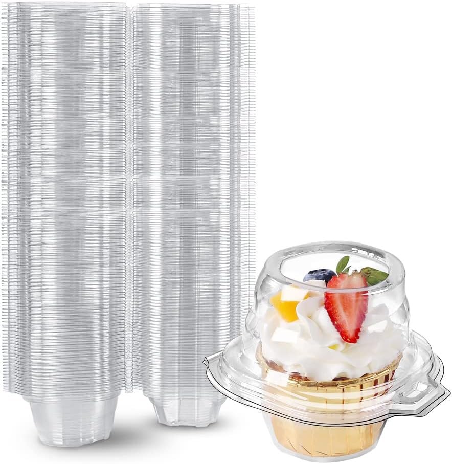 Wholesale 120-Pack Stackable Individual Cupcake Containers Single Compartment Disposable Deep Dome Clear Plastic BPA-Free Holders Factory