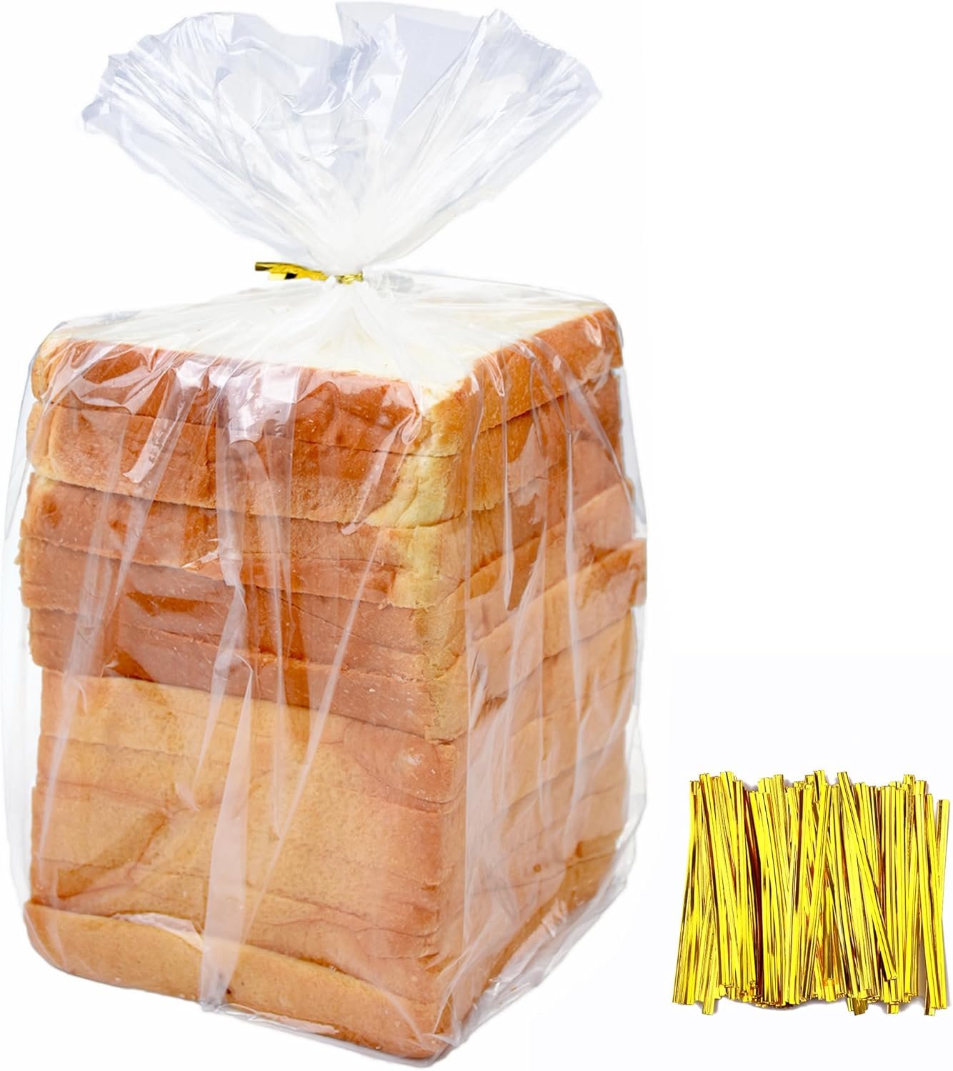Wholesale 120Pcs Plastic Bread Bags with Ties 18x8x4 Inch Reusable Clear Loaf Bags Adjustable for Home Bakers Bakeries Factory