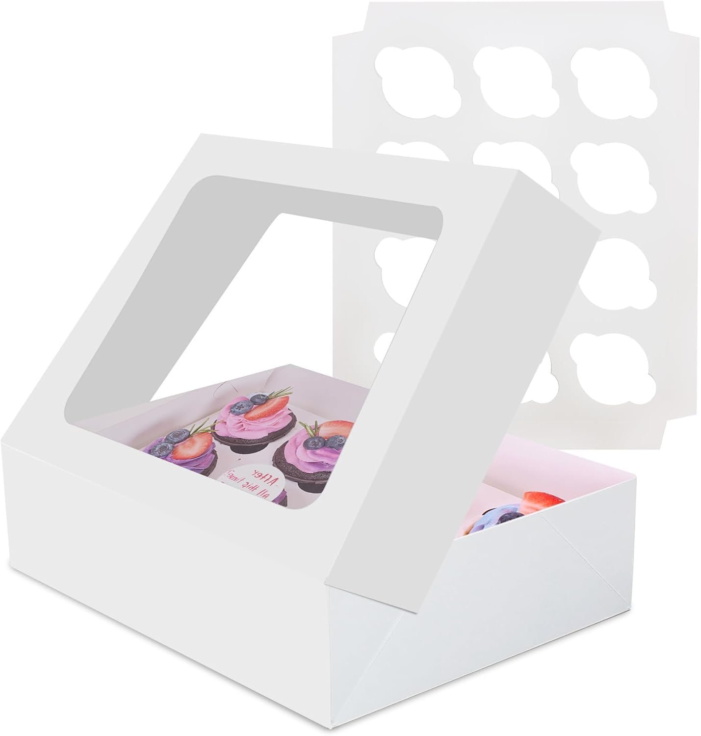 Wholesale 13x10x3.5 Inch White Cupcake Boxes 6 Packs 12 Count Containers with Clear Window Auto Pop Up Carrier Inserts for Muffins Cookies Pastries Factory Wholesale 13x10x3.5 Inch White Cupcake Boxes 6 Packs 12 Count Containers with Clear Window Auto Pop Up Carrier Inserts for Muffins Cookies Pastries Factory