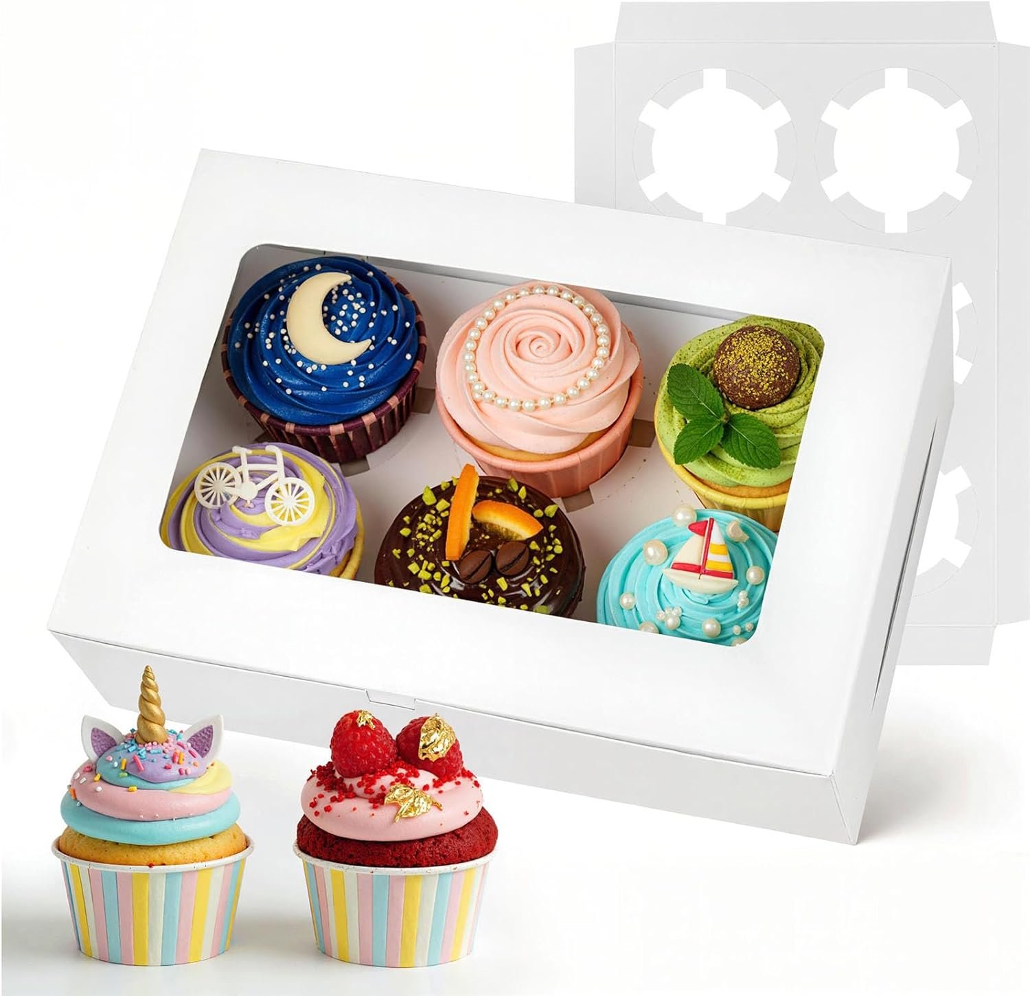 Wholesale 15 Pack White Cupcake Boxes Containers 9.5 x 6.3 x 3 Inches Holds 6 Each Total 90 Bakery Supplies for Birthday Holiday Parties Factory