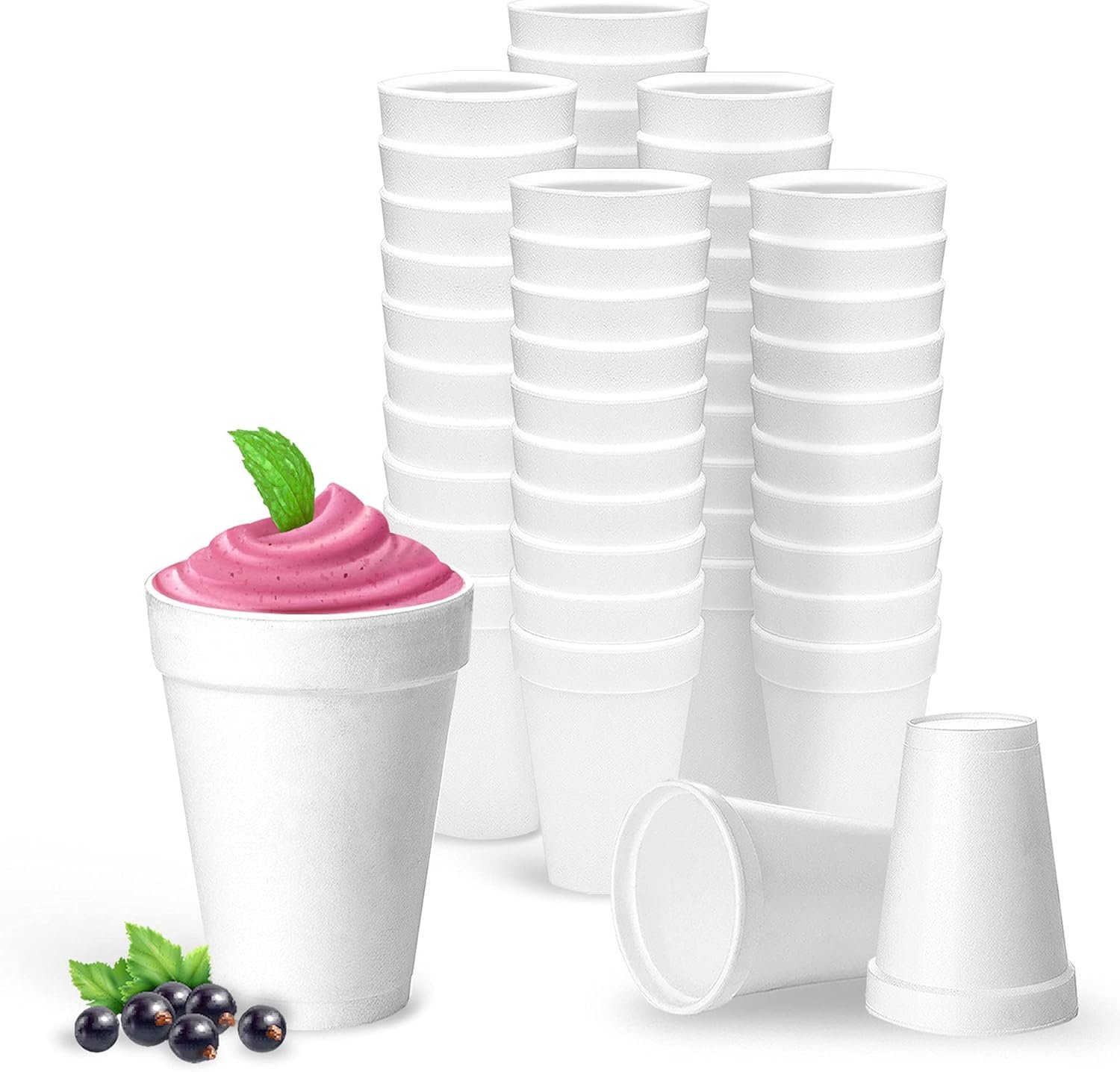 Wholesale 16 Oz Disposable White Foam Cups 50 Pack Insulates Hot Cold Beverages To-Go for Coffee Tea Hot Cocoa Soup Broth Smoothies Soda Juice Factory