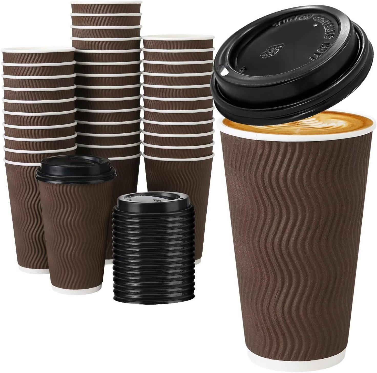Wholesale 16 oz Disposable Coffee Cups with Lids 50 Pack Insulated To-Go Paper Cups for Hot Cold Drinks Factory Wholesale 16 oz Disposable Coffee Cups with Lids 50 Pack Insulated To-Go Paper Cups for Hot Cold Drinks Factory