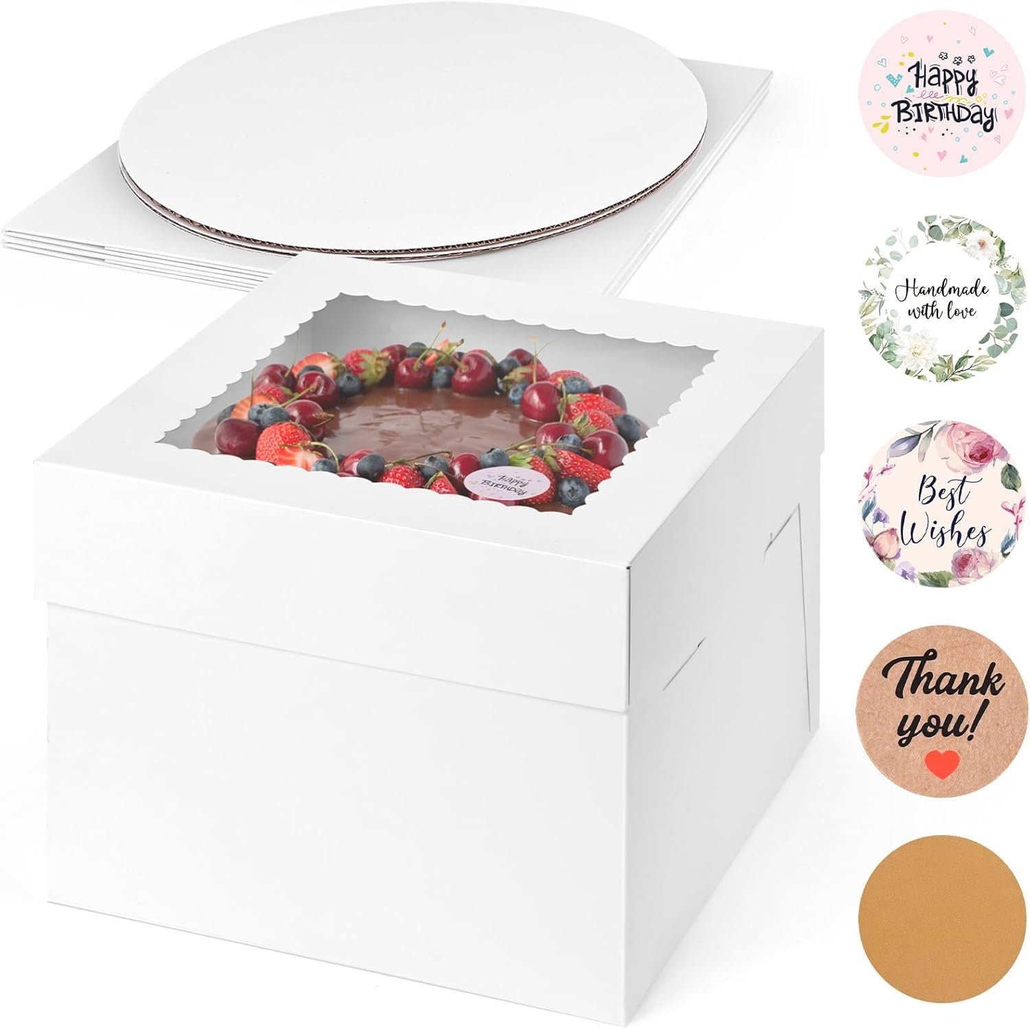 Wholesale 2 Pack 10x10x8 Inch White Cake Boxes with Window Lids Bakery Containers for Donuts Pies Cookies Birthday Parties Weddings Factory