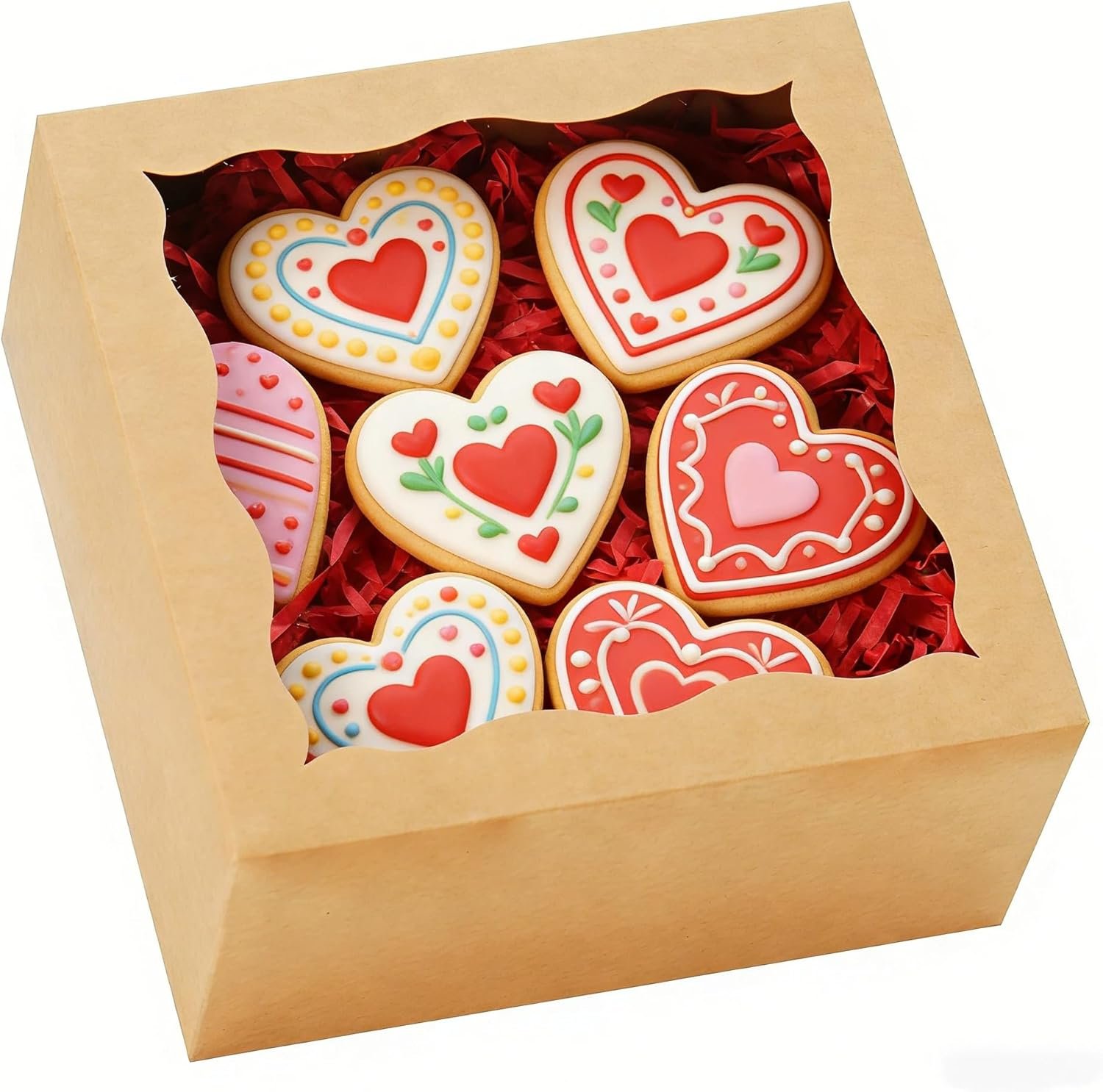 Wholesale 20 Pack 6x6x3 Inch Cookie Bakery Boxes with Window for Macarons Mini Cakes Chocolate Covered Strawberries Pastries Treats Desserts Brown Factory