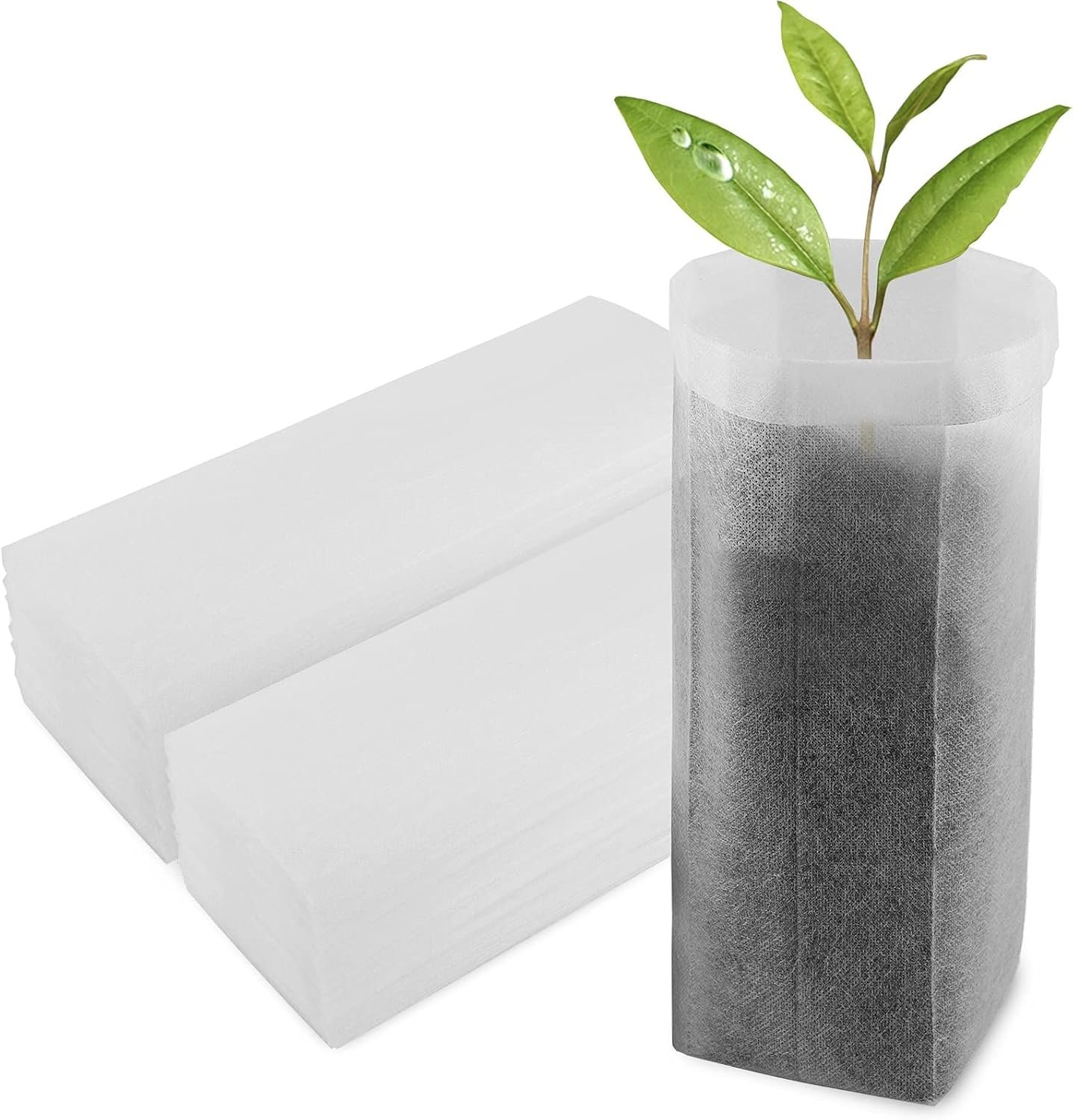 Wholesale 200 PCS 7.8 x 13.7 Inches Breathable Non-Woven Nursery Grow Bags Aeration Fabric Seedling Pots for Vegetables Flowers Plants White Factory