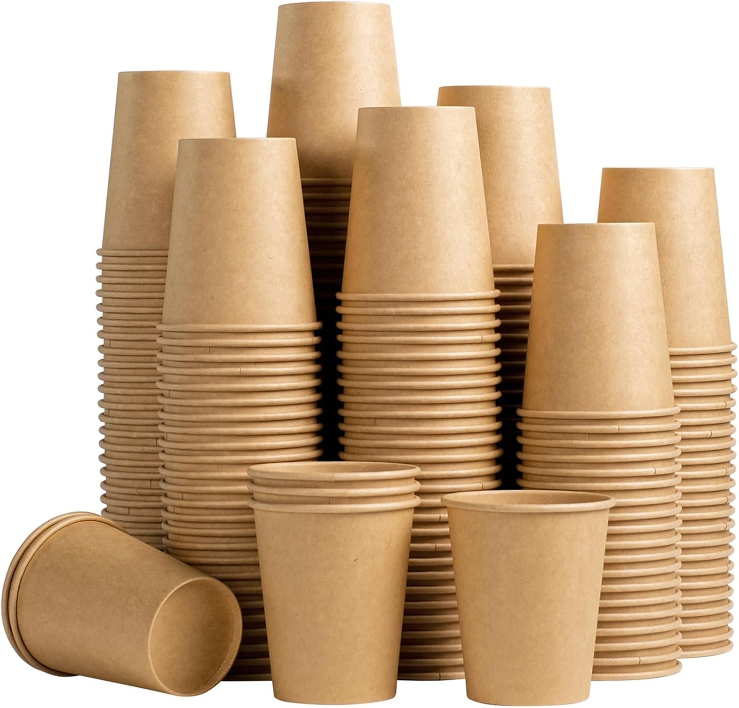 Wholesale 200 Pack 8 oz Brown Kraft Paper Cups Disposable Unbleached for Hot Cold Beverages Party Home Office Factory