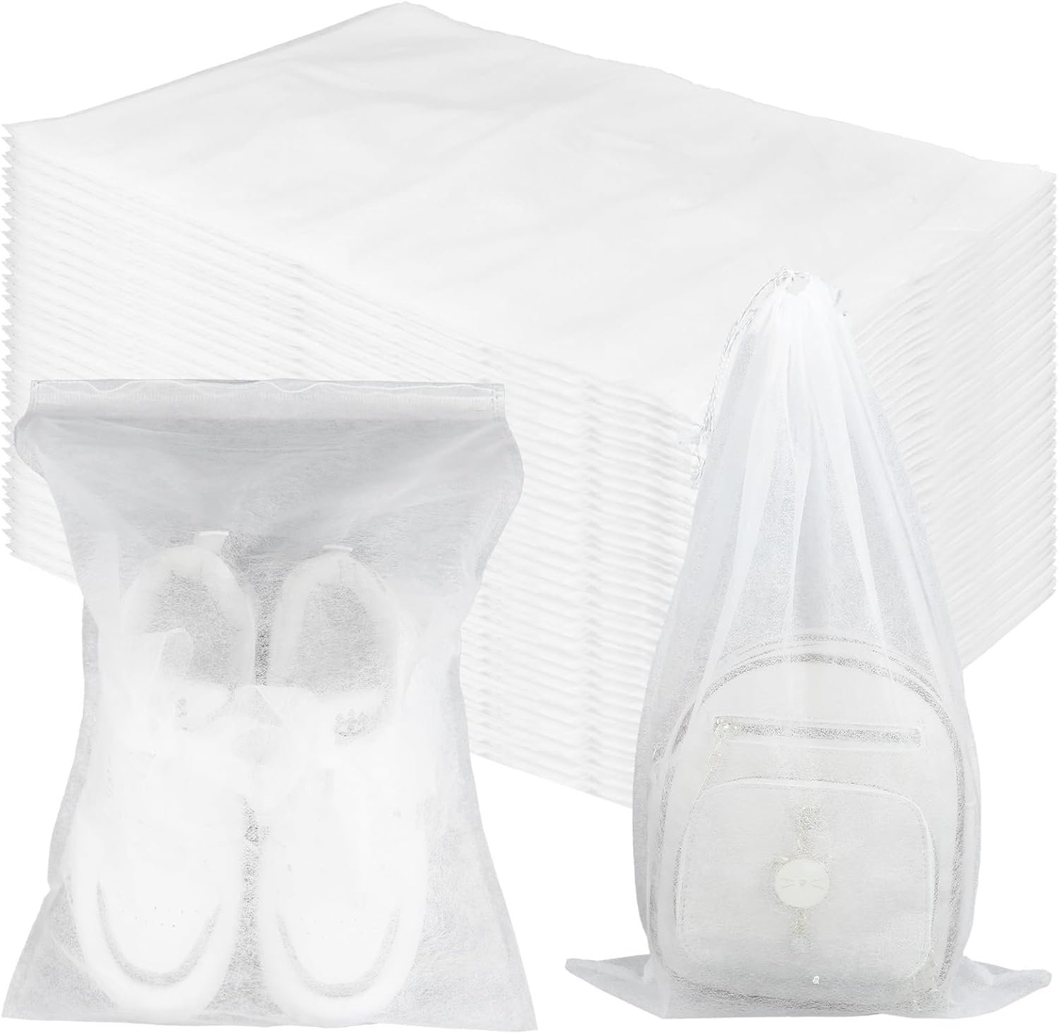 Wholesale 200 Pcs White Non-Woven Dustproof Drawstring Shoe Storage Bags (12.5” x 18.5”) Breathable Portable Travel Organizers for Shoes Boots Purses Factory Wholesale 200 Pcs White Non-Woven Dustproof Drawstring Shoe Storage Bags (12.5” x 18.5”) Breathable Portable Travel Organizers for Shoes Boots Purses Factory