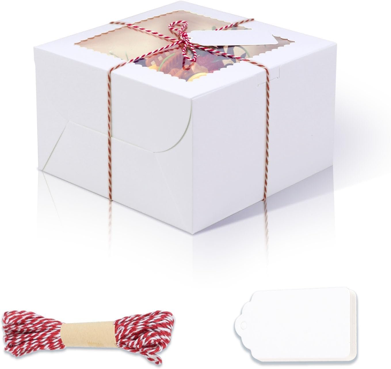 Wholesale 20Pcs 8x8x5 Inch White Cake Boxes with Window Bakery Containers for Pastries Pies Cookies Cupcakes Chocolates Birthday Wedding Factory