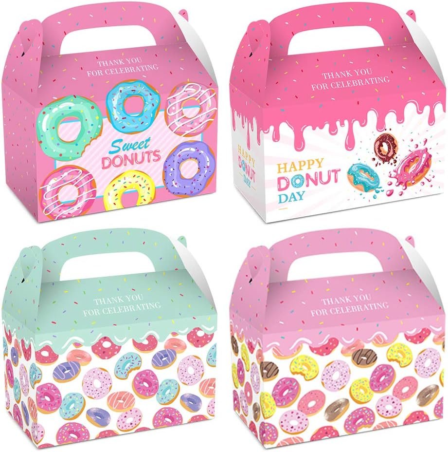 Wholesale 24 PCS Double-Sided Donut Party Favor Boxes Sweet Doughnut Design for Kids Birthday Decorations Factory