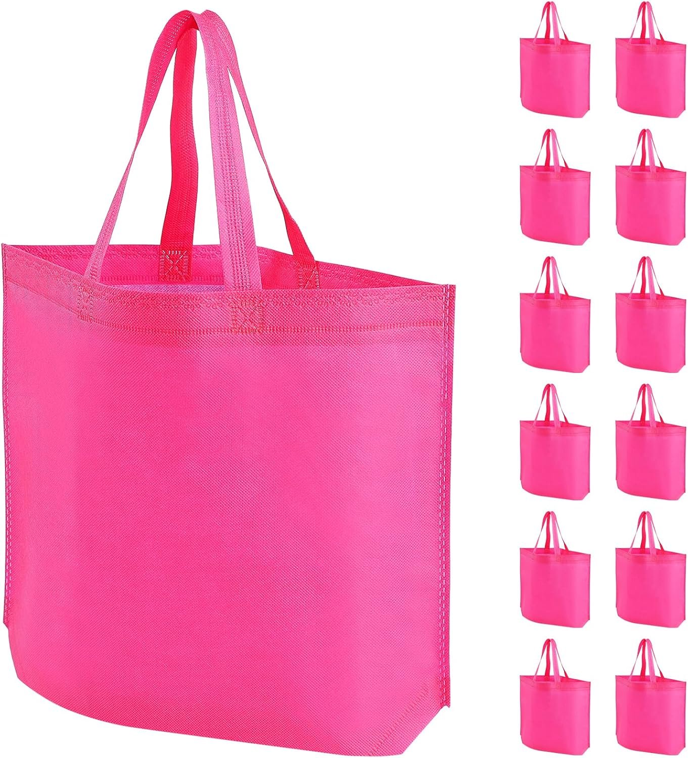 Wholesale 24 Pack Rose Red Non Woven Reusable Tote Bags for Grocery DIY Crafts and Party Favors (14.78x12.5x4 Inches) Factory