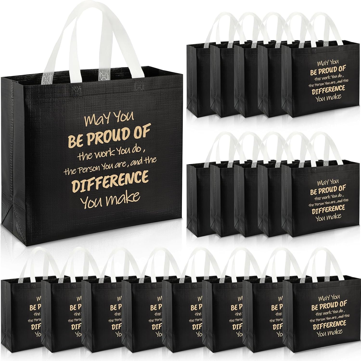 Wholesale 24 Pcs Black Glossy Non-Woven Reusable Employee Appreciation Gift Bags Bulk for Coworkers Staff Teams Bosses Teachers Members Groups Factory Wholesale 24 Pcs Black Glossy Non-Woven Reusable Employee Appreciation Gift Bags Bulk for Coworkers Staff Teams Bosses Teachers Members Groups Factory