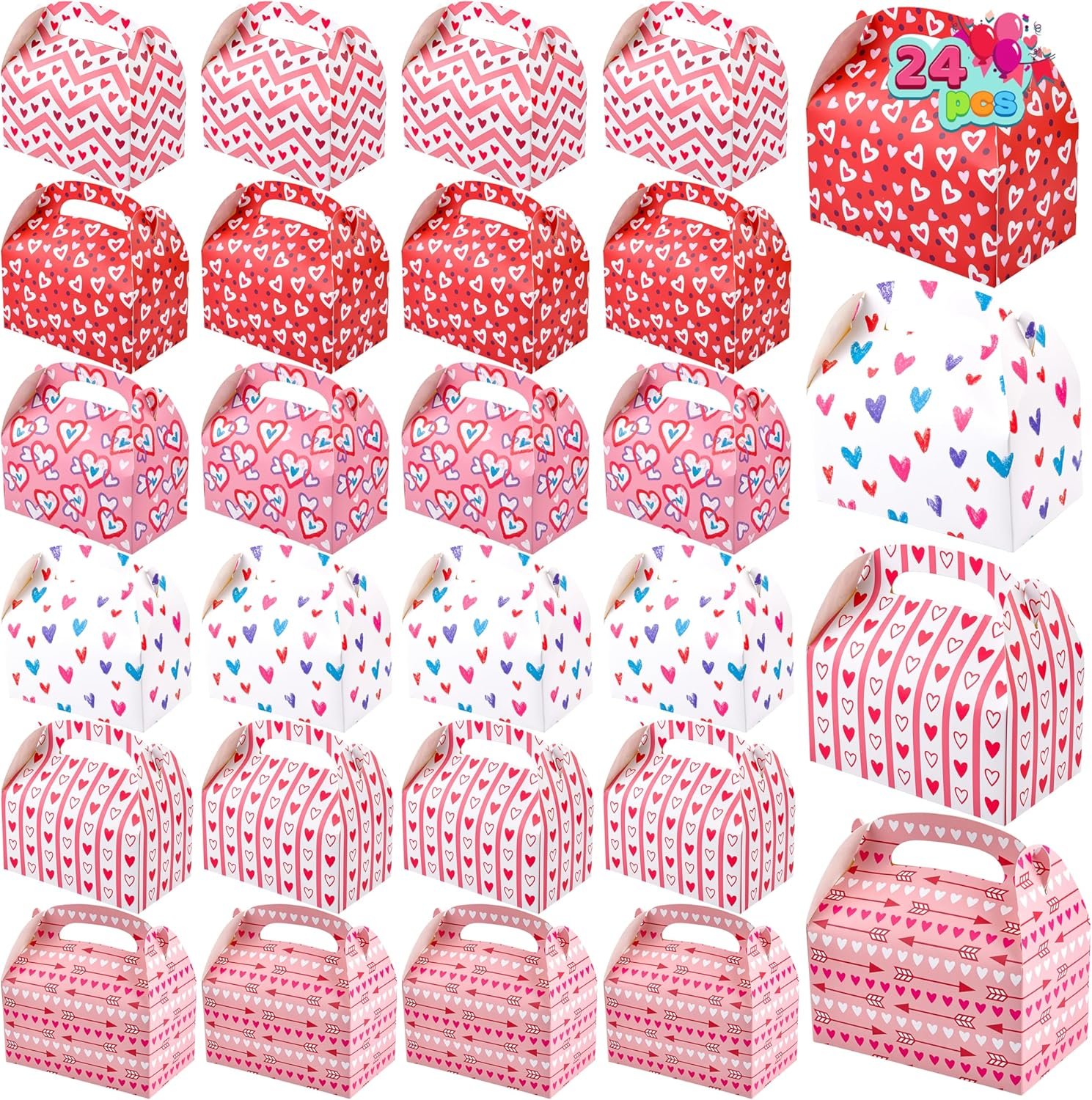 Wholesale 24 Pcs Heart-Shaped Valentine's Day Treat Boxes Cookie Packaging Colorful Design for Kids Party Favors Classroom Prizes Candy Storage Factory