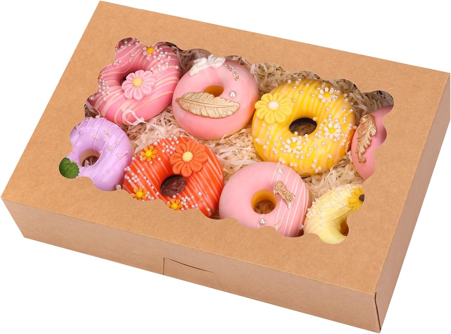 Wholesale 24pcs Window Bakery Boxes 12x8x2.5 Inches Auto-Popup for Cookies Muffins Pastries Brown Factory