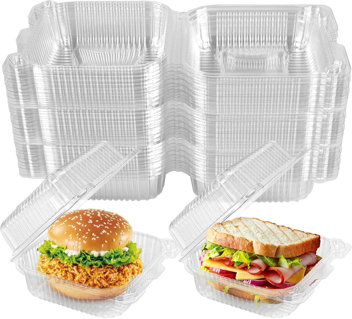 Wholesale 25 Pack Clear Thick Plastic Hinged Takeout Containers with Lids 5.8 x 5.8 x 2.75 Inch Disposable Clamshell for Desserts Cakes Salads Pasta Sandwiches Factory Wholesale 25 Pack Clear Thick Plastic Hinged Takeout Containers with Lids 5.8 x 5.8 x 2.75 Inch Disposable Clamshell for Desserts Cakes Salads Pasta Sandwiches Factory