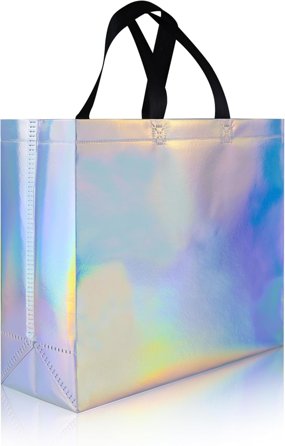Wholesale 25 Pcs Iridescent Glossy Reusable Gift Bags with Handles and Sturdy Bases 12.6x4.7x11 Inches for Holiday Party Birthdays Weddings Christmas Thanksgiving Factory