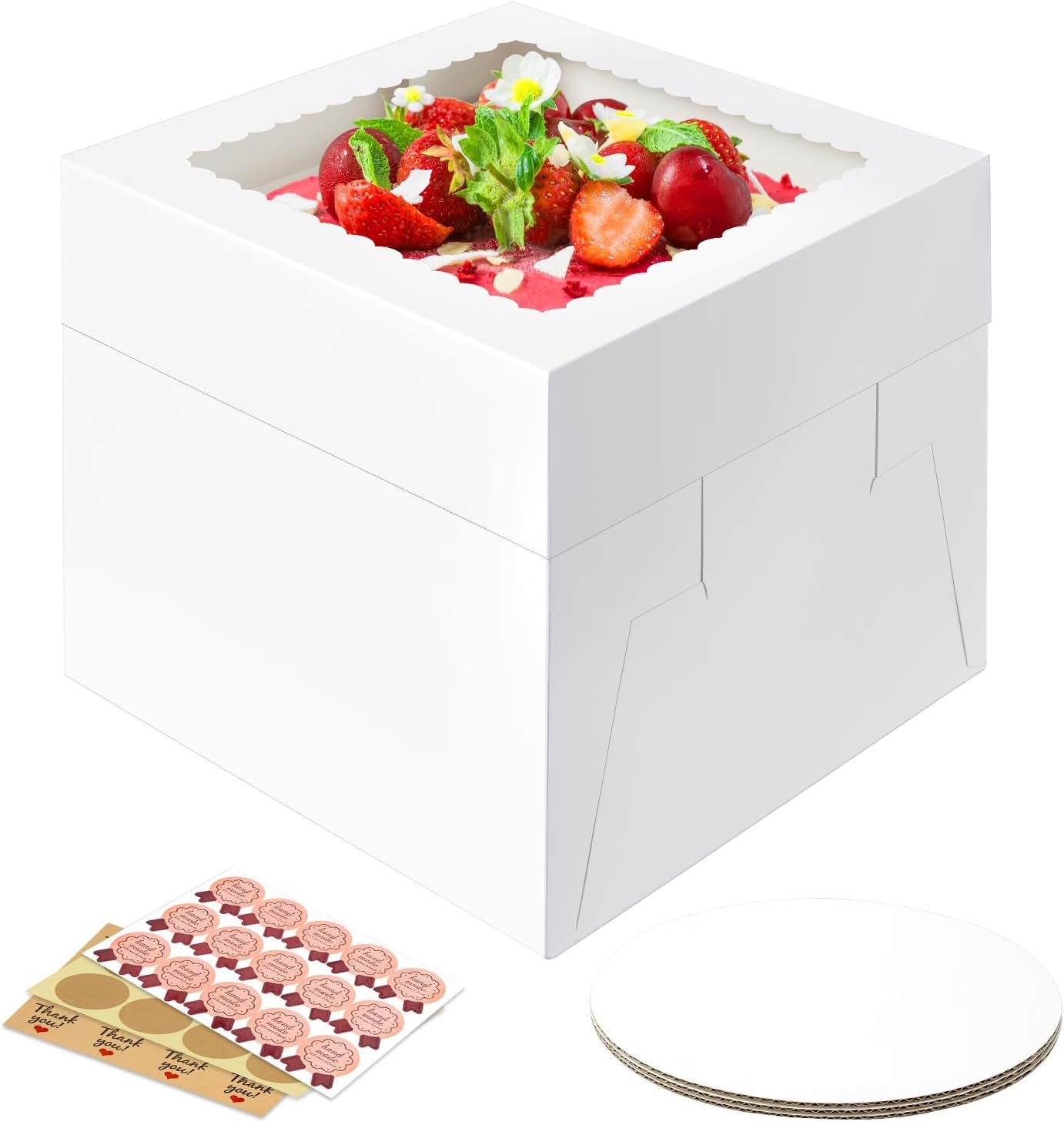 Wholesale 3 Pack 12x12x8 Inch White Square Cake Boxes with Boards Disposable Cardboard Containers Lids for Pastries Donuts Pies Cookies Desserts Wedding Birthday Party Factory