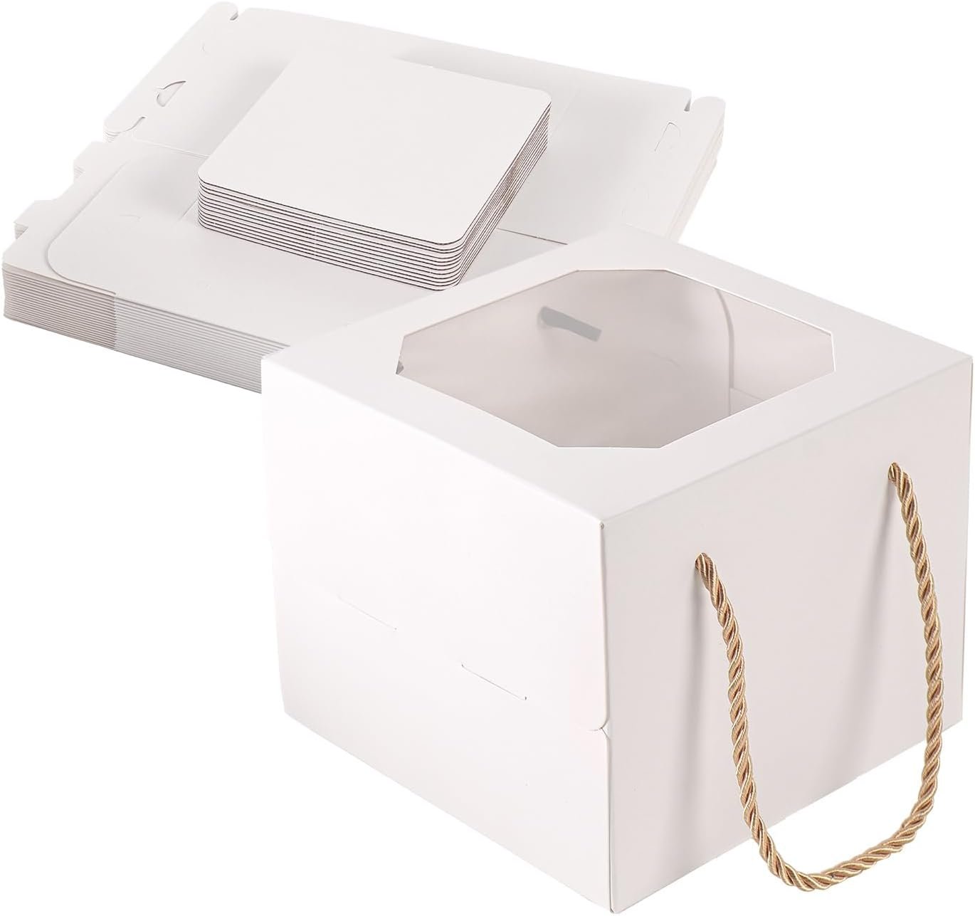 Wholesale 30 Pack 6x6x5 Inch Small Cake Boxes with Window for Bakery Pastries Cookies Mini Pies Desserts Cupcakes Factory