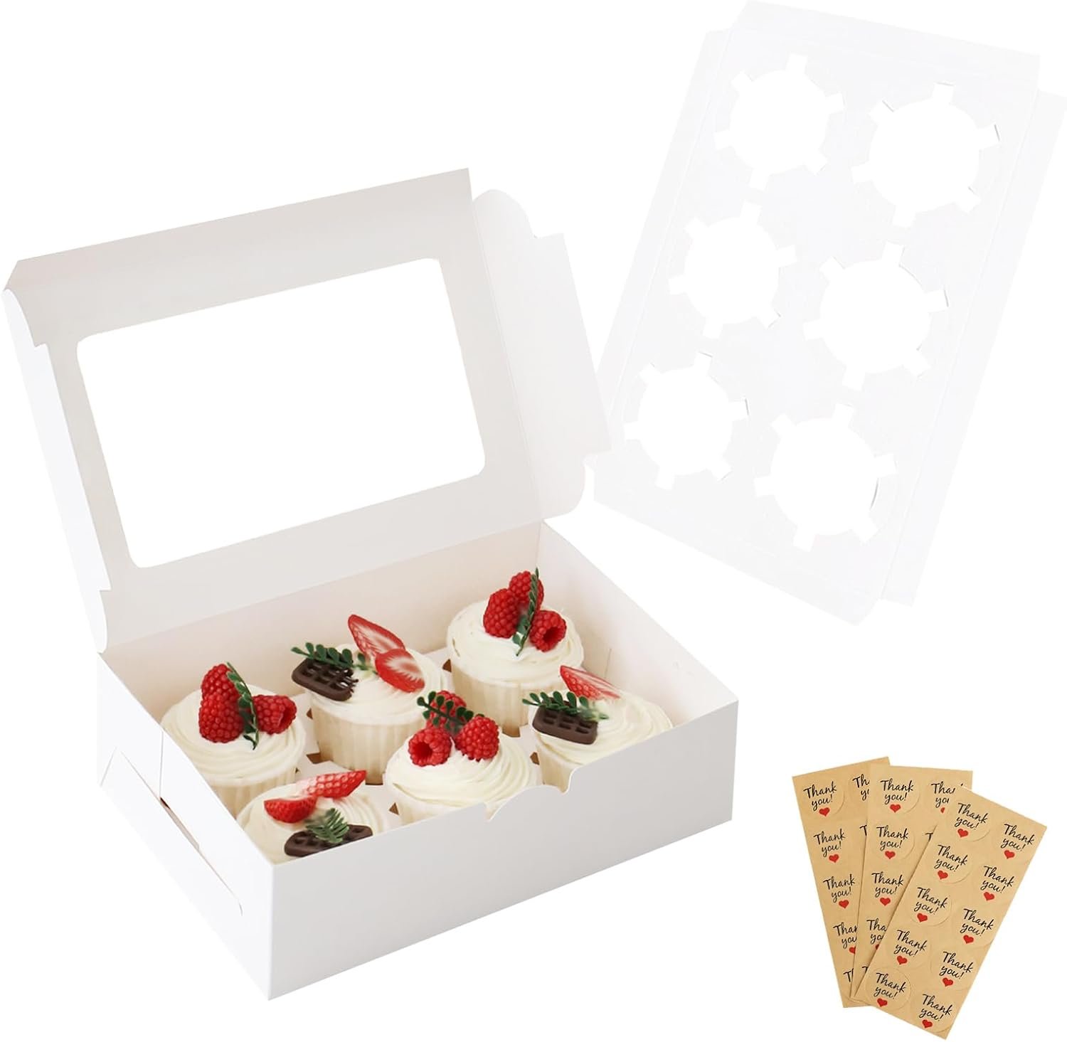 Wholesale 30 Pack Clear Window Cupcake Boxes 9.4 x 6.3 x 3 Inches Food Grade Easy Assembly Containers for Muffins Cookies Candies Bakery Factory Wholesale 30 Pack Clear Window Cupcake Boxes 9.4 x 6.3 x 3 Inches Food Grade Easy Assembly Containers for Muffins Cookies Candies Bakery Factory