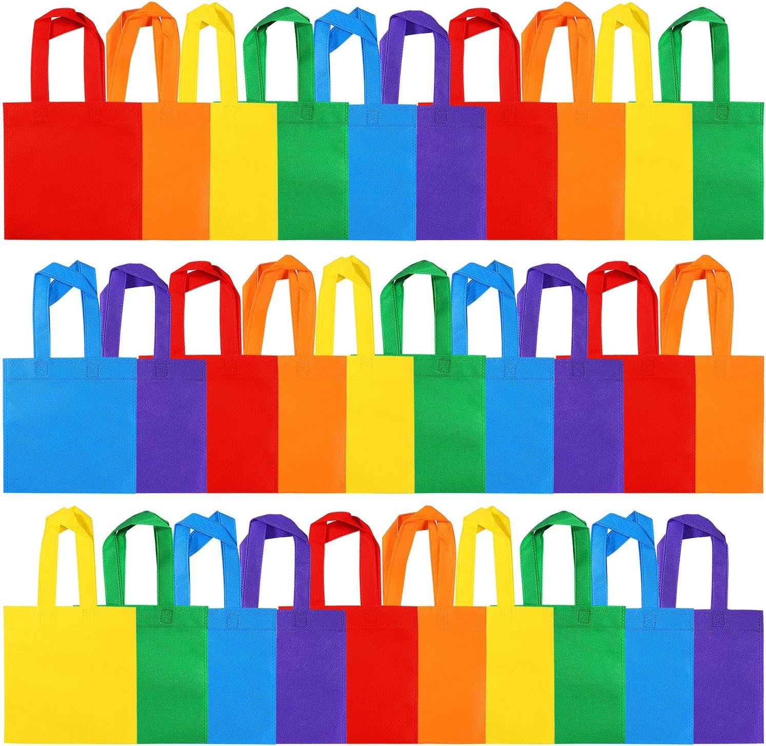 Wholesale 30-Piece Rainbow Non-Woven Party Favor Tote Bags 8x8 Inch Red Orange Yellow Green Blue Purple for Wedding Birthday Holiday Travel Gift Storage Factory Wholesale 30-Piece Rainbow Non-Woven Party Favor Tote Bags 8x8 Inch Red Orange Yellow Green Blue Purple for Wedding Birthday Holiday Travel Gift Storage Factory