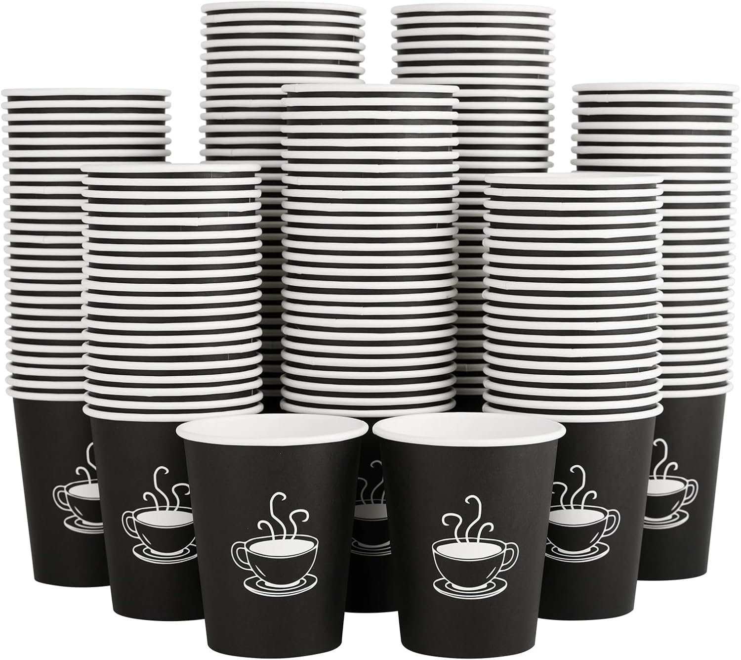 Wholesale 360 Pack 8 oz Black Disposable Paper Coffee Cups for Hot Beverages Water Cafes Offices Events Factory
