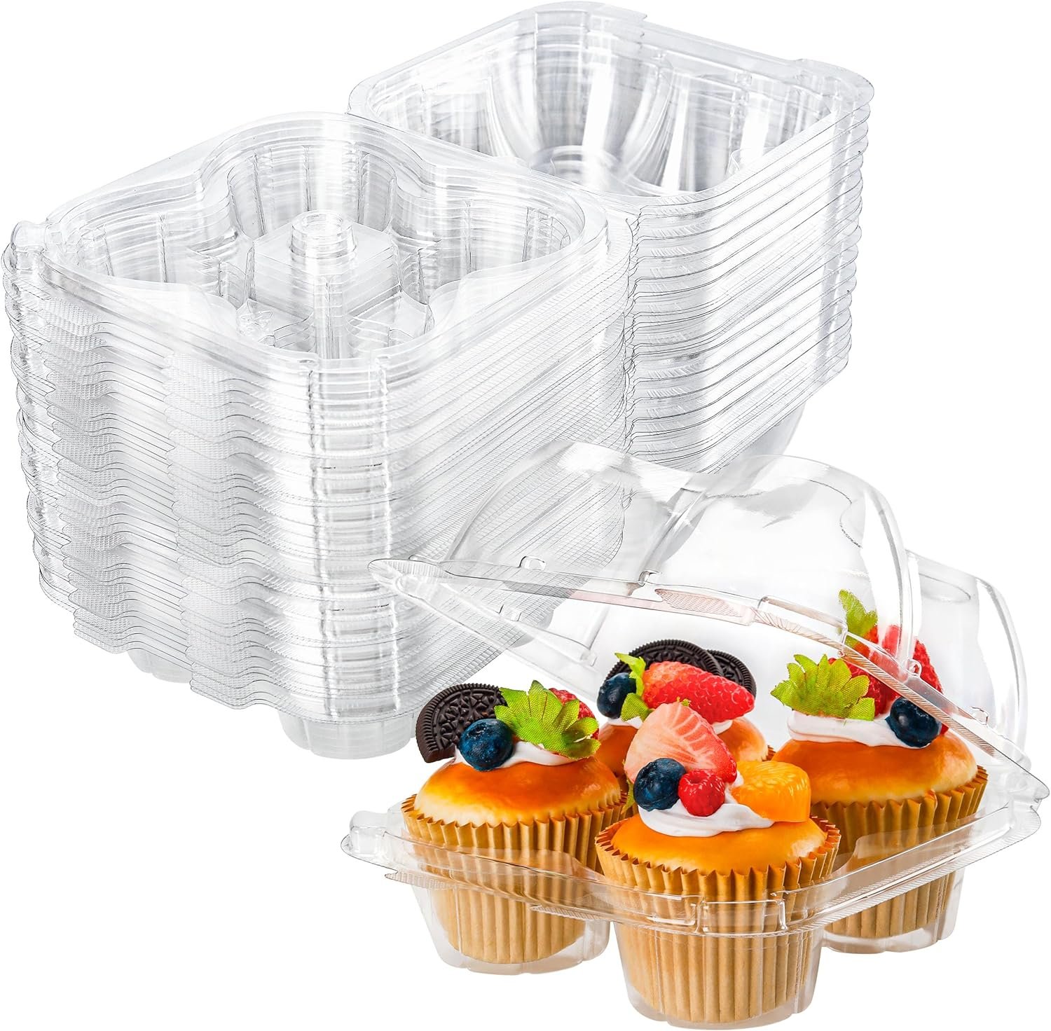 Wholesale 4-Compartment Cupcake Containers 40-Pack Airtight Holders for 160 Cupcakes Muffins BPA-Free Standard Size Factory