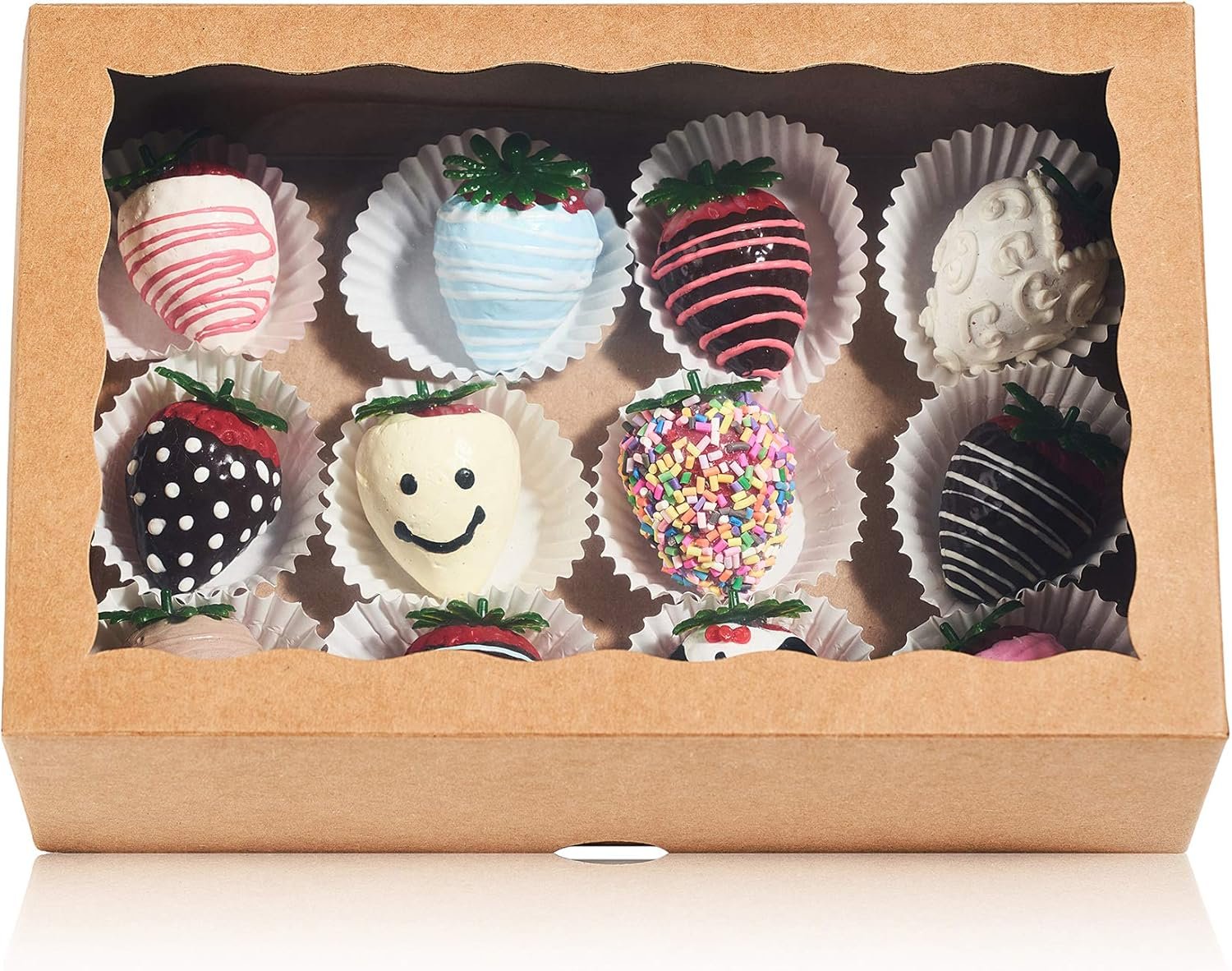 Wholesale 4-Pack 10x7x2.5 Inch Premium Cookie Strawberry Boxes with Clear Window Kraft Paper Factory