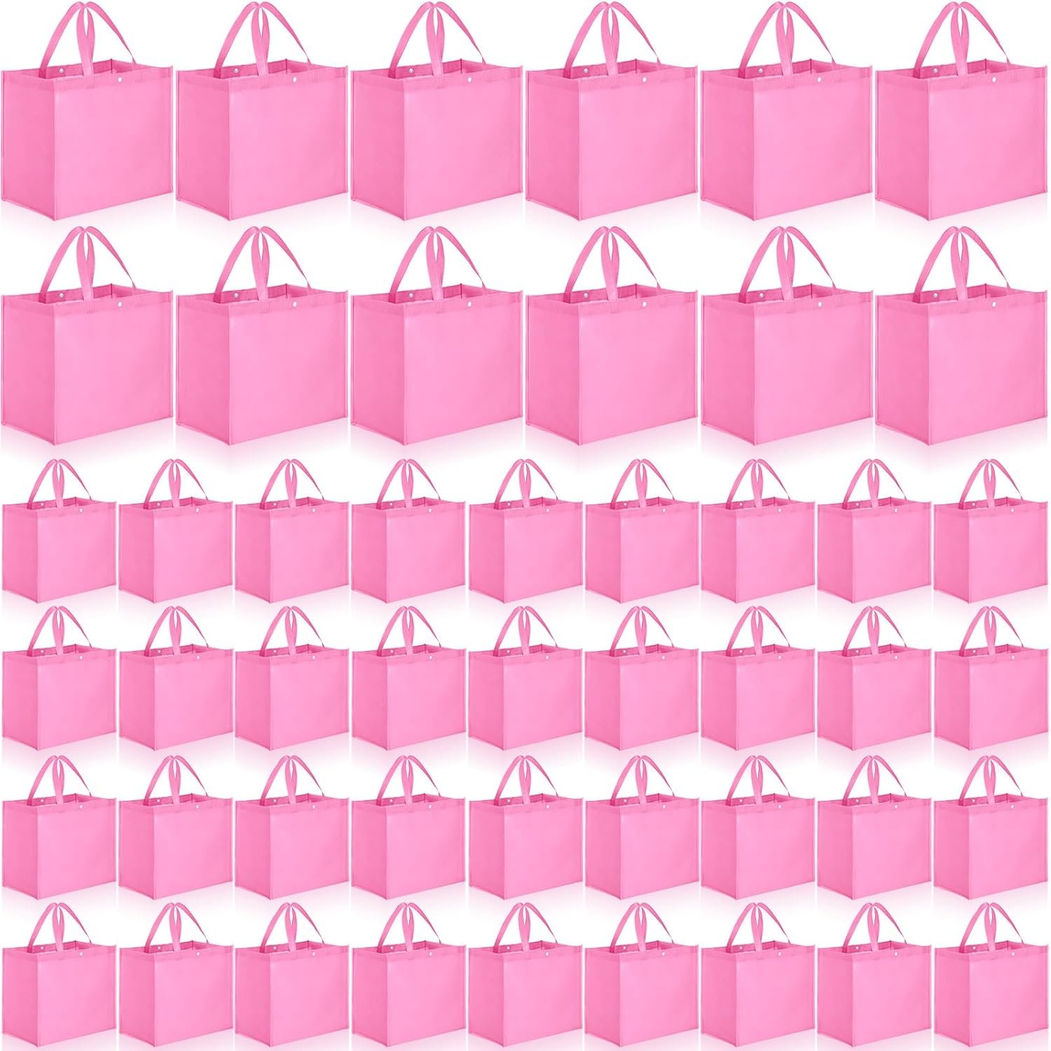Wholesale 48 Pack Reusable Grocery Bags 13''L x 9.4''W x 15''H Large Foldable Shopping Tote Non-Woven with Handles and Buttons Factory