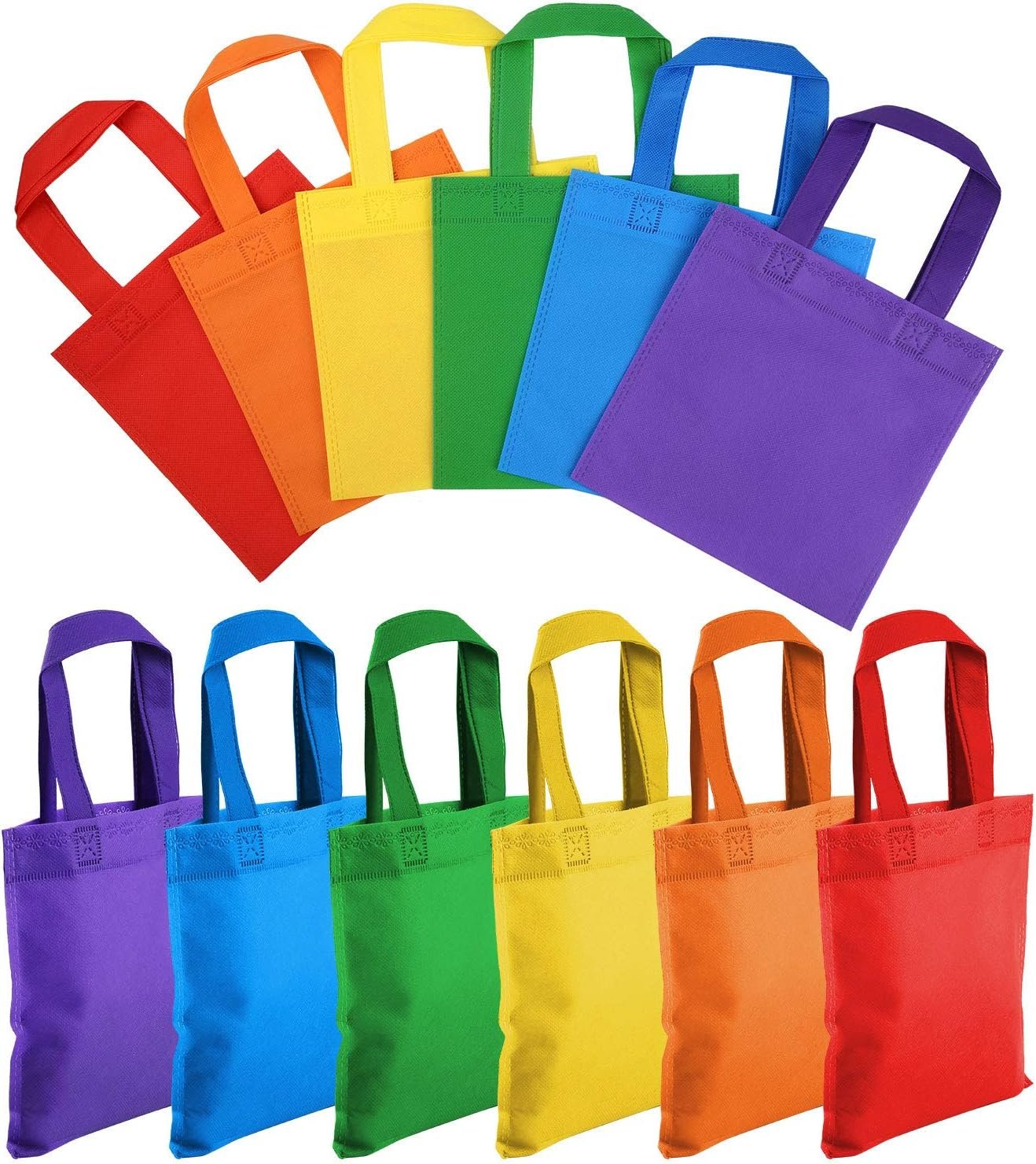 Wholesale 48 Pieces 7.8×7.8 Inch Rainbow Non-woven Tote Bags with Handles Bulk Party Favor Goodie Gift Bags for Birthday Candies Toys Snacks Factory Wholesale 48 Pieces 7.8×7.8 Inch Rainbow Non-woven Tote Bags with Handles Bulk Party Favor Goodie Gift Bags for Birthday Candies Toys Snacks Factory