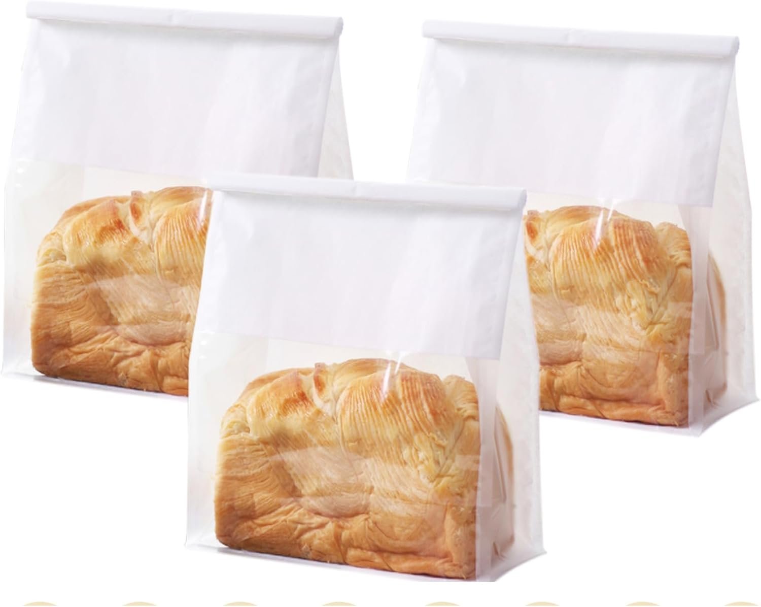 Wholesale 50 Large Bread Bags with Tabs Window and Ties for Sourdough Loaf Storage Baked Goods Packaging 11'' x 8.7'' x 4.3'' White Factory