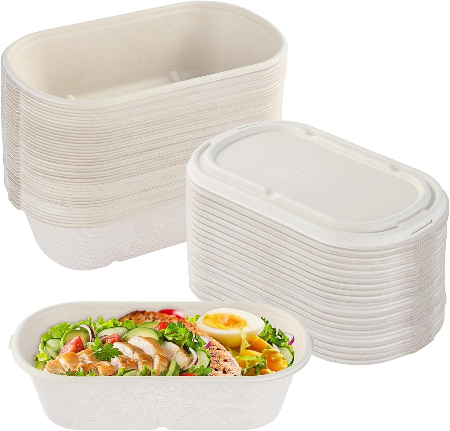 Wholesale 50 Pack 34 oz/1000ml Disposable Paper Food Containers with Lids for Meal Prep Lunch Takeout Salads Sandwiches Pasta Nachos Burritos To-Go Boxes Factory