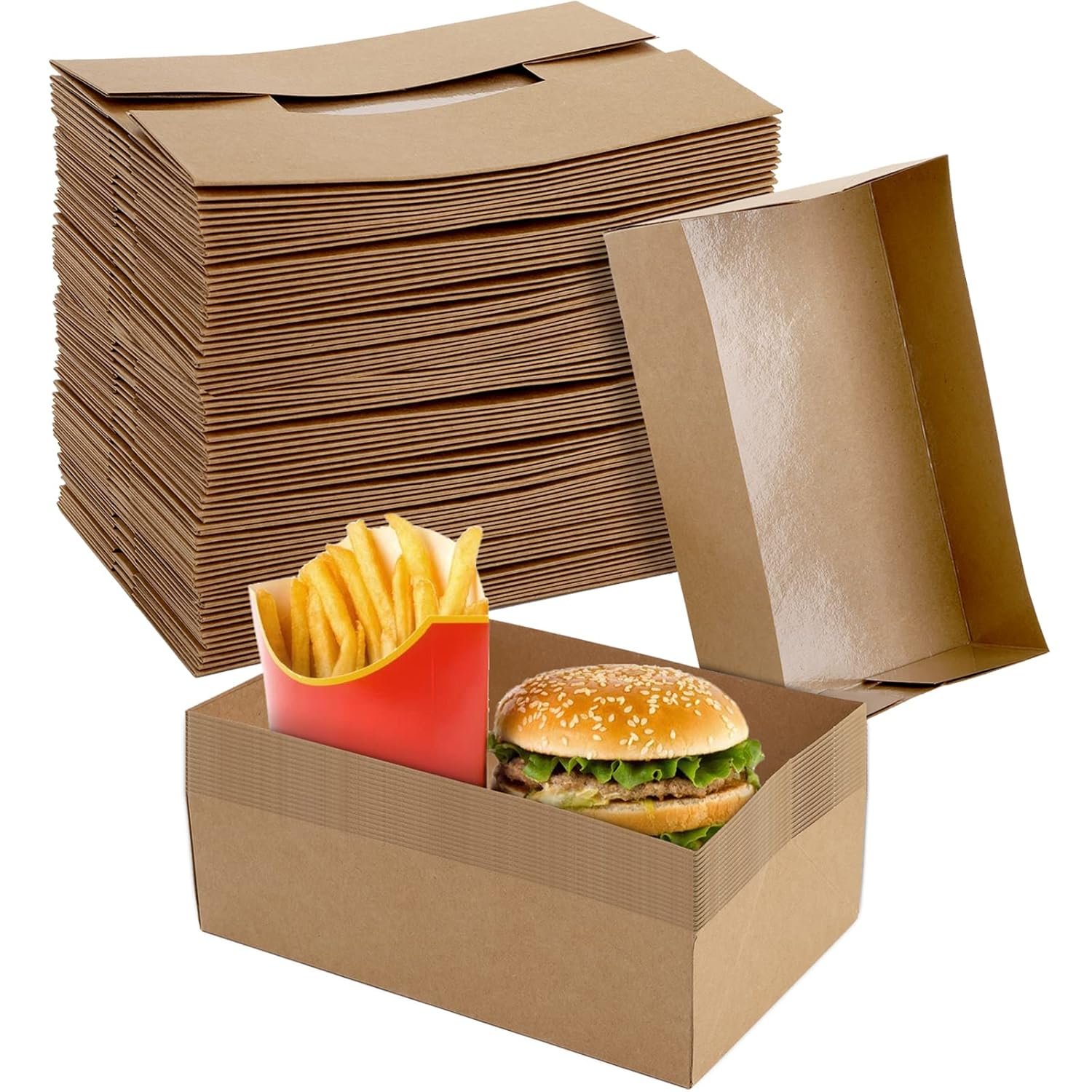 Wholesale 50 Pack Disposable Pop Up Kraft Paper Food Trays 4 Corner Greaseproof Containers Foldable Brown Boxes for Parties Stadiums Theaters Nachos Factory Wholesale 50 Pack Disposable Pop Up Kraft Paper Food Trays 4 Corner Greaseproof Containers Foldable Brown Boxes for Parties Stadiums Theaters Nachos Factory