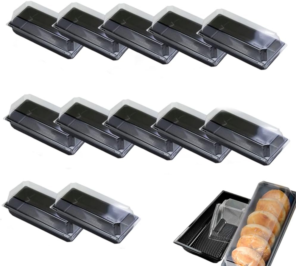 Wholesale 50 Pack Small Plastic Containers with Lids for Sushi Pastry Hot Dogs Sandwiches French Fries Muffins Black Factory