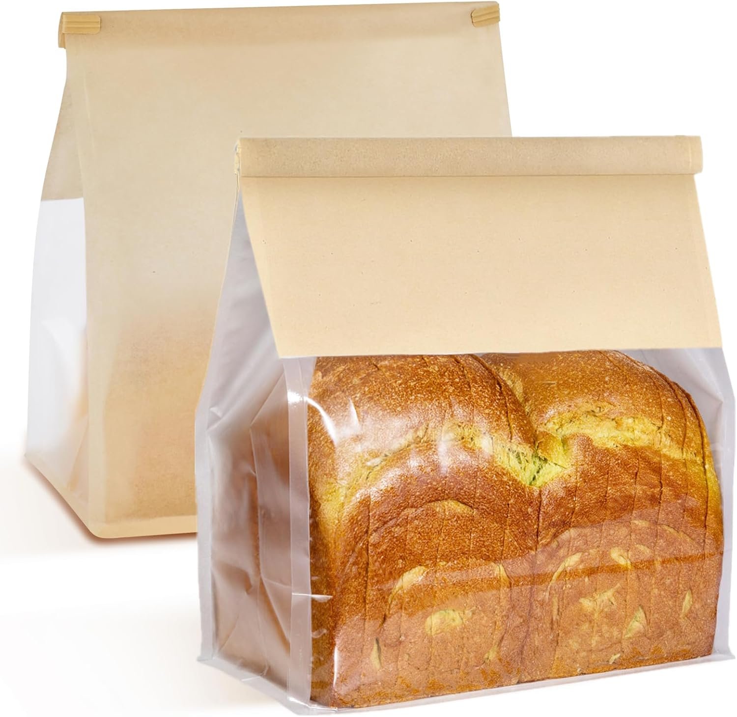 Wholesale 50Pcs Large Resealable Paper Bread Bags for Sourdough Bakery Storage with Clear Window Tin Tie Lock (8.7x4.3x11 Inch) Factory
