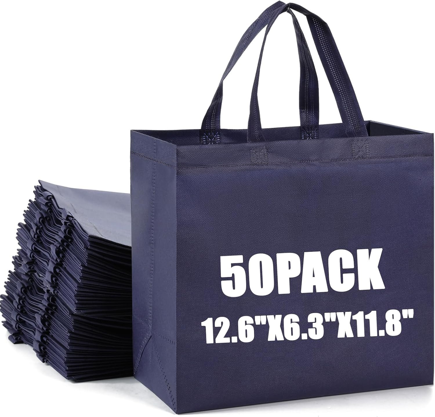 Wholesale 50Pcs Large Reusable Non-Woven Foldable Shopping Tote Bags with Handles Grocery Bulk for Boutiques Factory