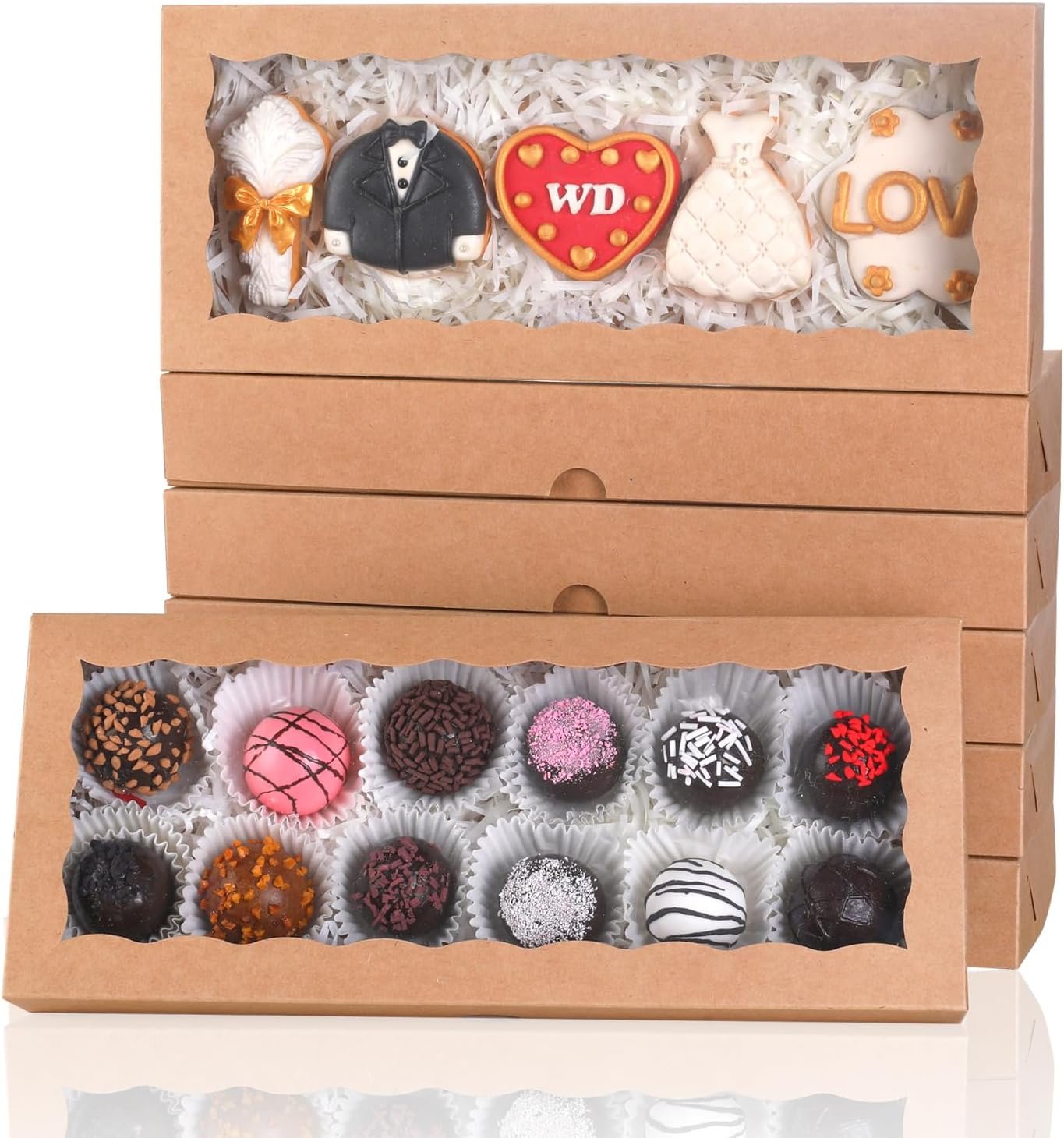 Wholesale 50pcs 12x5x1.5 Inch Brown Bakery Boxes with Window for Cookies Chocolate Truffles Macarons Cakesicles Brownies Treats Christmas Valentines Fathers Mothers Day Factory Wholesale 50pcs 12x5x1.5 Inch Brown Bakery Boxes with Window for Cookies Chocolate Truffles Macarons Cakesicles Brownies Treats Christmas Valentines Fathers Mothers Day Factory