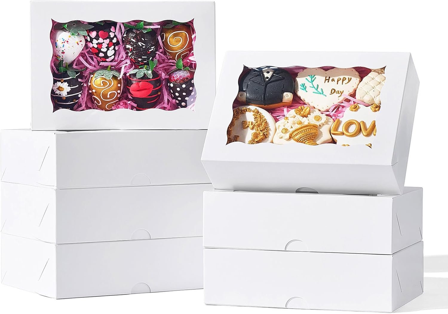 Wholesale 51PCS 8x5x2 Inch Bakery Boxes with Window for Cookies Chocolate Covered Strawberries Cakesicles Truffles Pretzels and Party Favors Factory