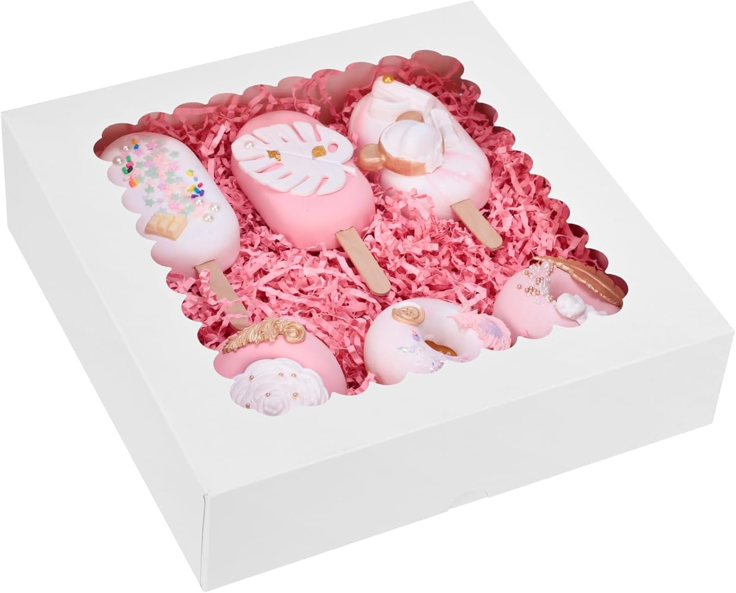 Wholesale 5PCS 10x10x2.5 Inch Pie Boxes White Bakery Cookie Containers with Window for Strawberries Cakes Muffins Pastries Party Favors Factory