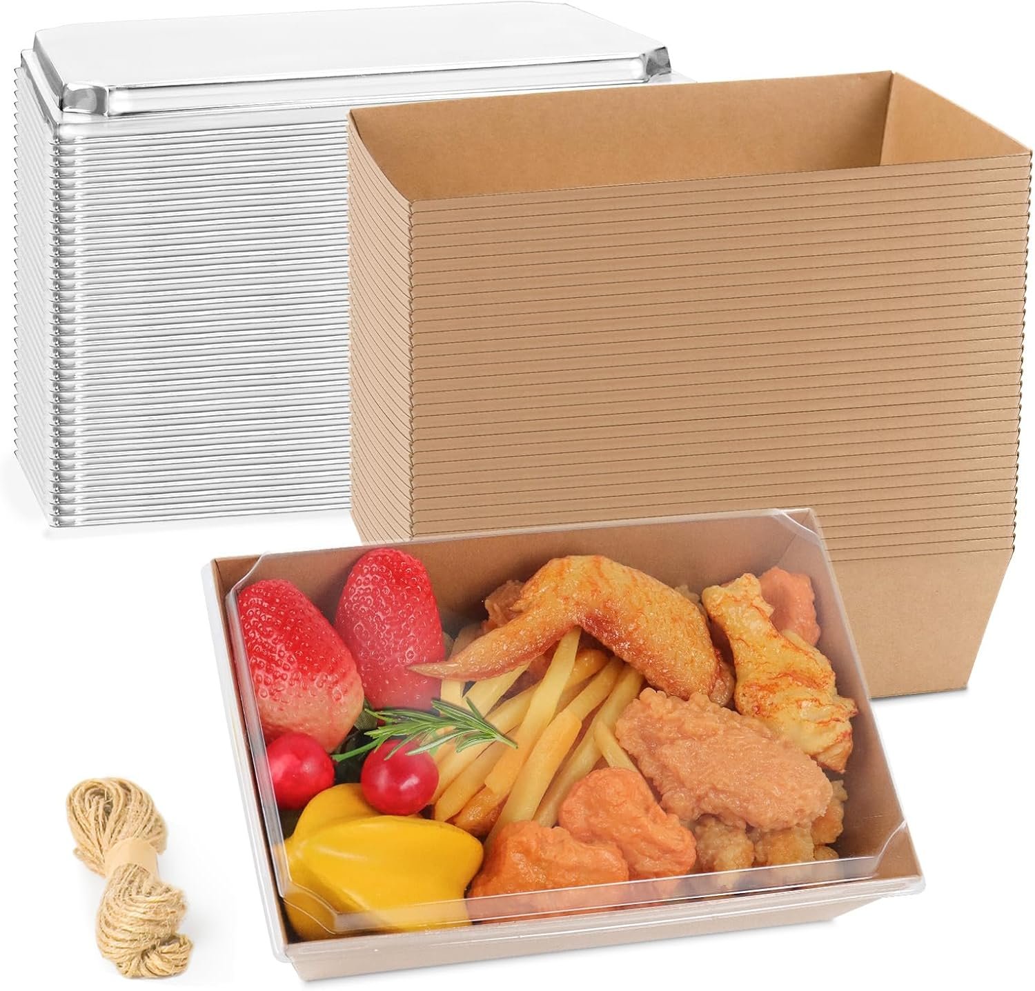 Wholesale 8x6 Inch Brown Paper Charcuterie Boxes with Clear Lids 50-Pack Disposable Food Containers for Cake Slices Cupcakes Sandwiches Cookies Cocoa Bombs Salads Factory Wholesale 8x6 Inch Brown Paper Charcuterie Boxes with Clear Lids 50-Pack Disposable Food Containers for Cake Slices Cupcakes Sandwiches Cookies Cocoa Bombs Salads Factory