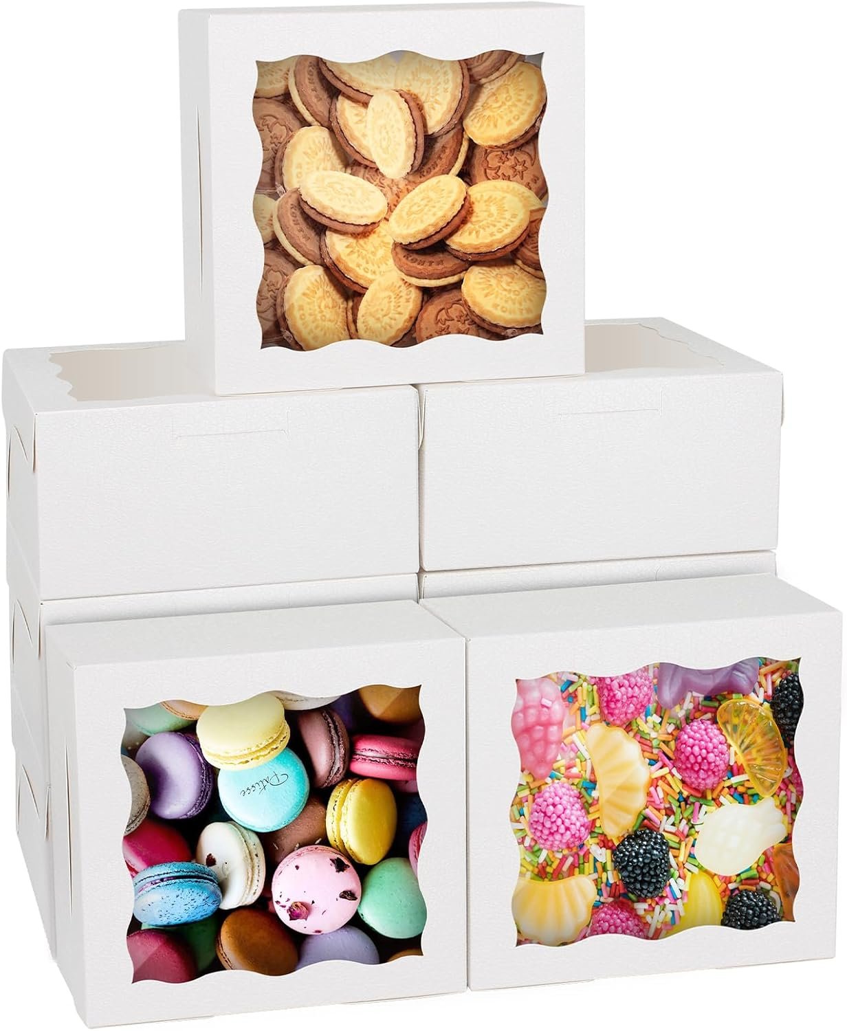 Wholesale Bakery Boxes with Window 30pcs 6x6x3 Inches for Cookies Mini Cakes Pastries Desserts Treats Chocolate Covered Strawberries Cupcakes Donuts Small Pies Factory