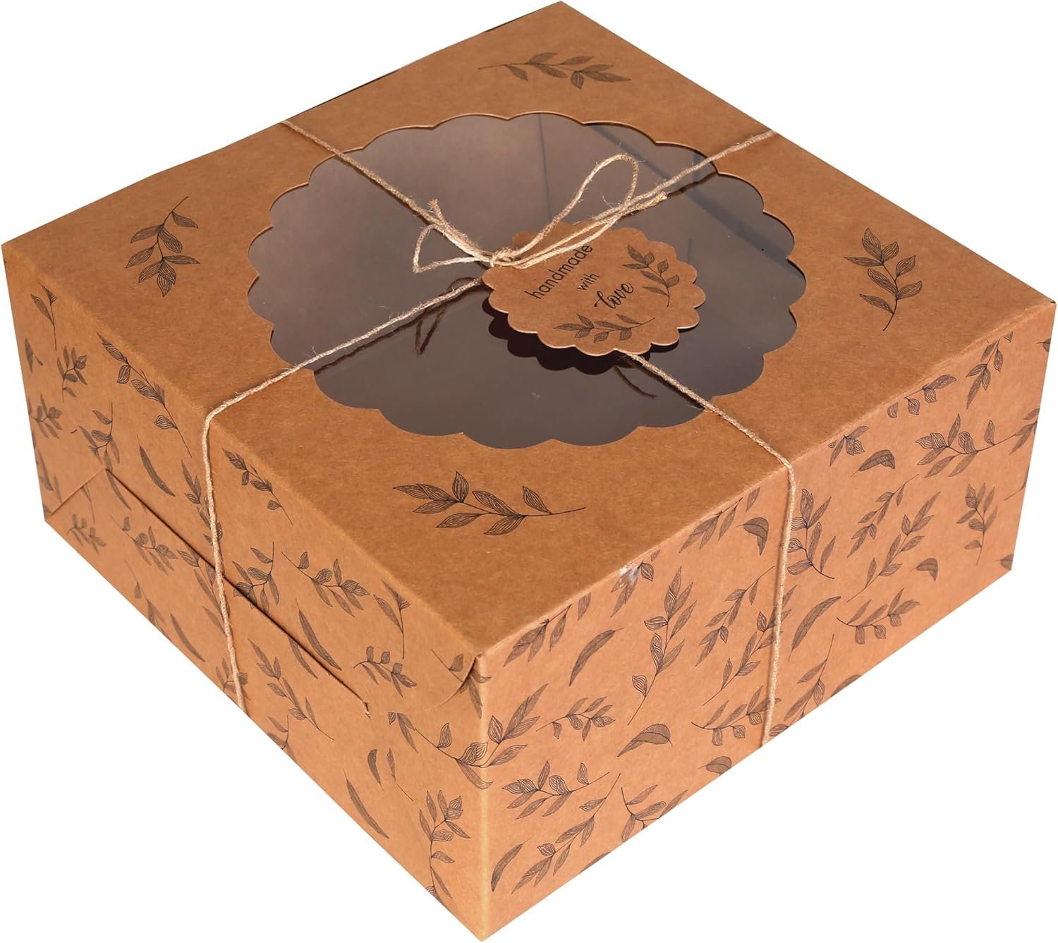 Wholesale Cake Boxes with Window 10 Pack Brown Bakery Packaging for Donuts Pies Cookies Cupcakes Chocolates Desserts 10x10x5 Inches Factory