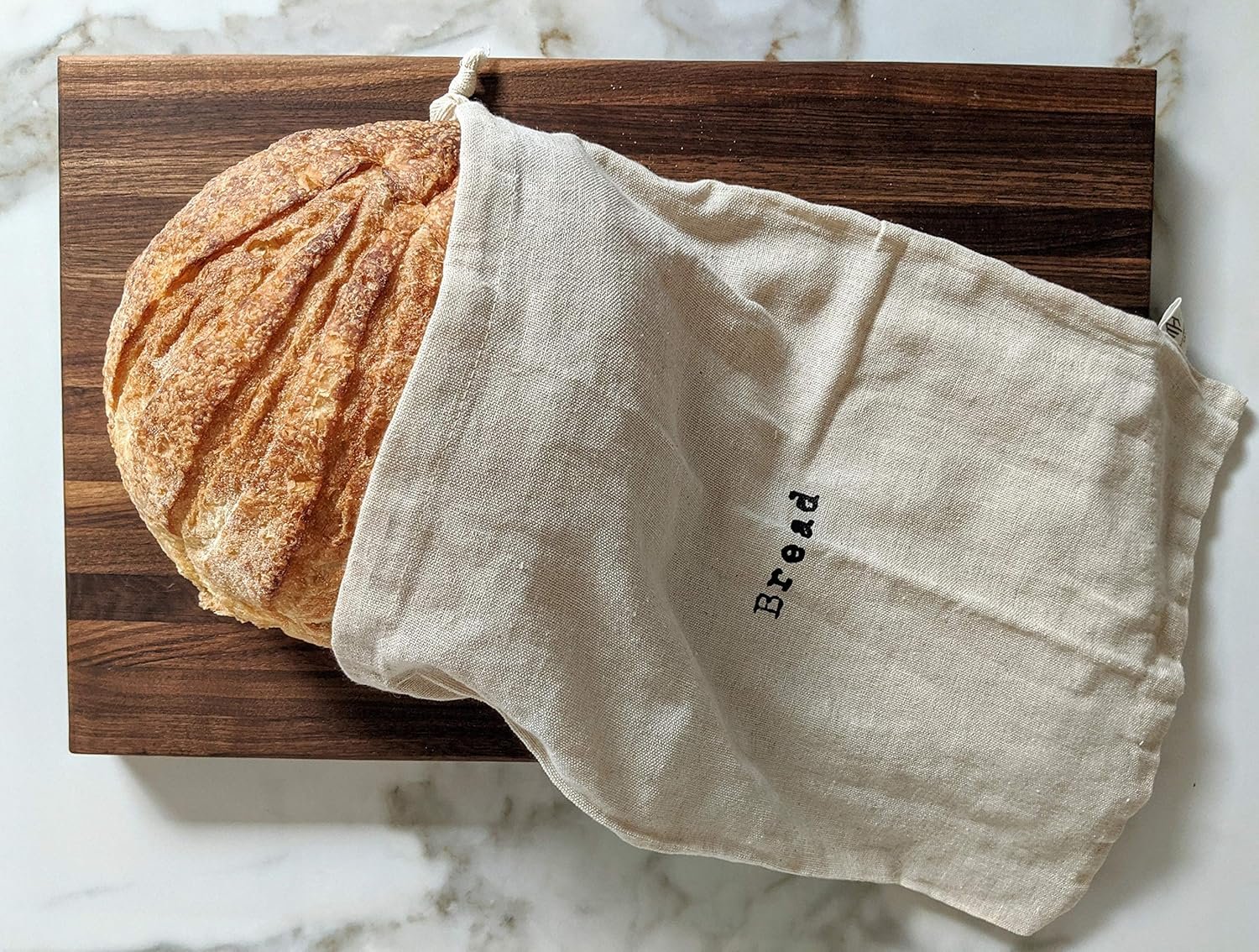 Wholesale Extra Large 12x15 Inch Farmhouse Linen Artisan Boule Bread Bags Set of 2 Reusable Drawstring for Homemade Storage Perfect for Bakers Housewarming Natural Black Factory
