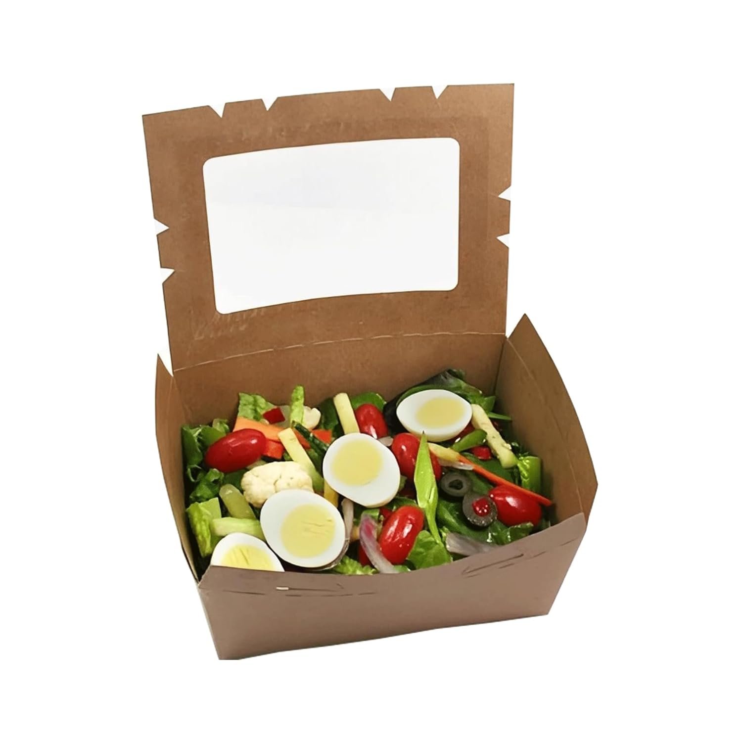 Wholesale Kraft Window Boxes Disposable Paperboard Take Out Cartons Bakery Lunch Storage Containers 7 3/4 x 5 1/2 x 2 1/2 Inches Pack of 15 Factory